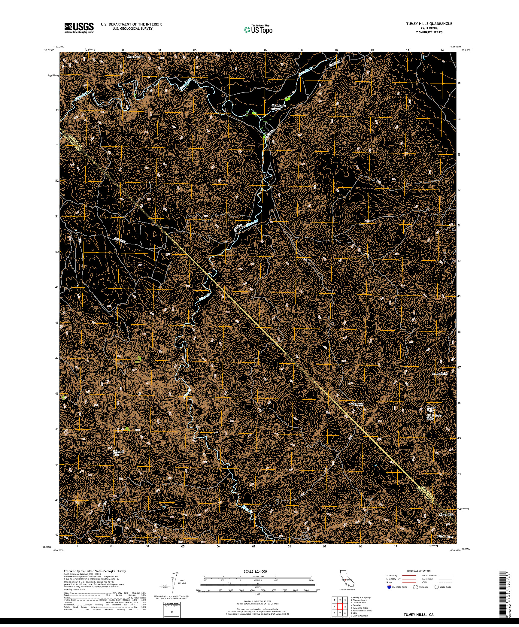 USGS US TOPO 7.5-MINUTE MAP FOR TUMEY HILLS, CA 2018