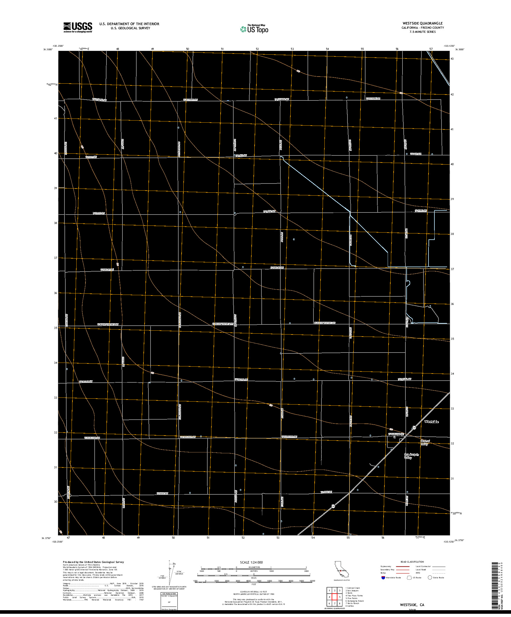 USGS US TOPO 7.5-MINUTE MAP FOR WESTSIDE, CA 2018