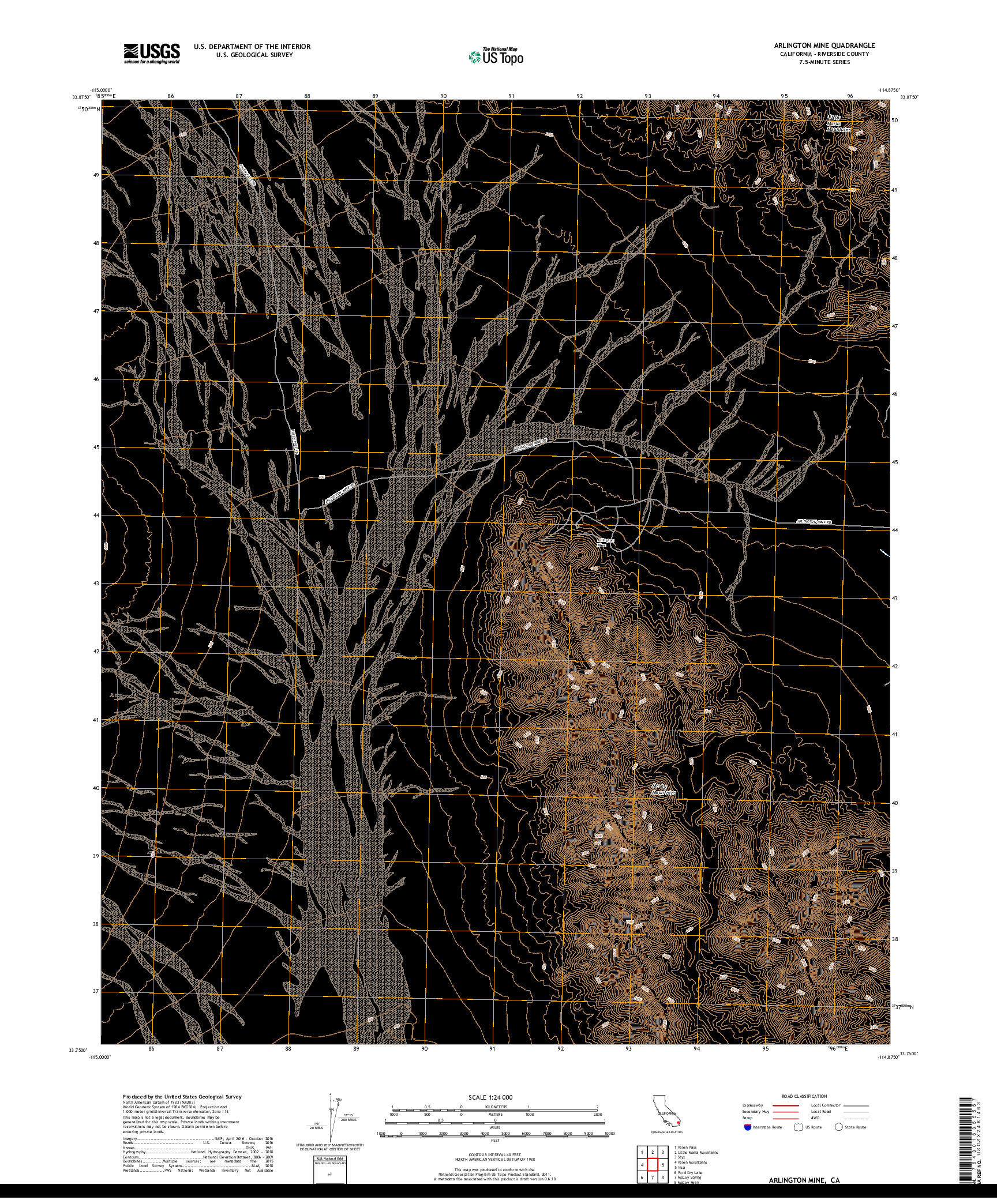 USGS US TOPO 7.5-MINUTE MAP FOR ARLINGTON MINE, CA 2018