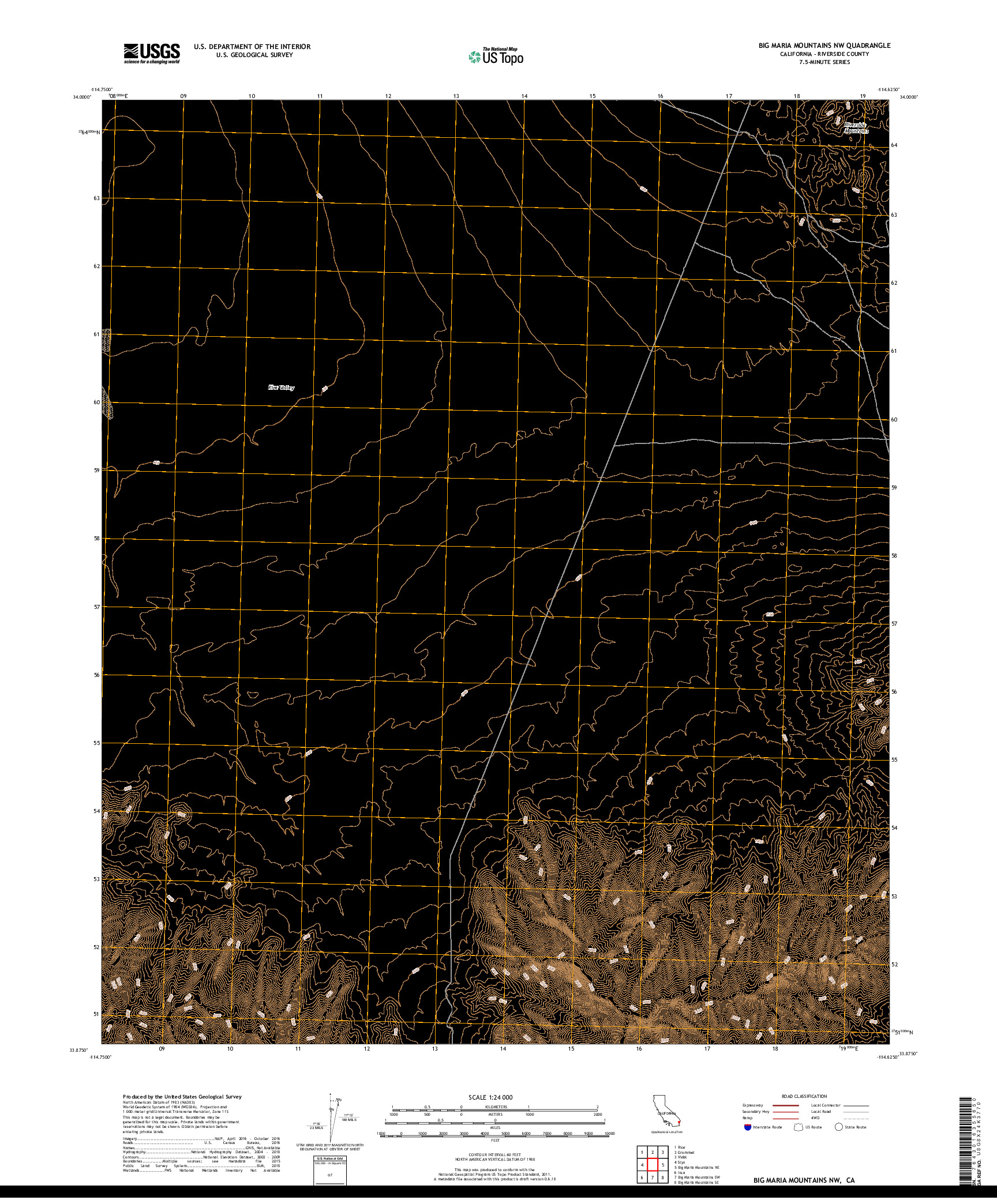 USGS US TOPO 7.5-MINUTE MAP FOR BIG MARIA MOUNTAINS NW, CA 2018