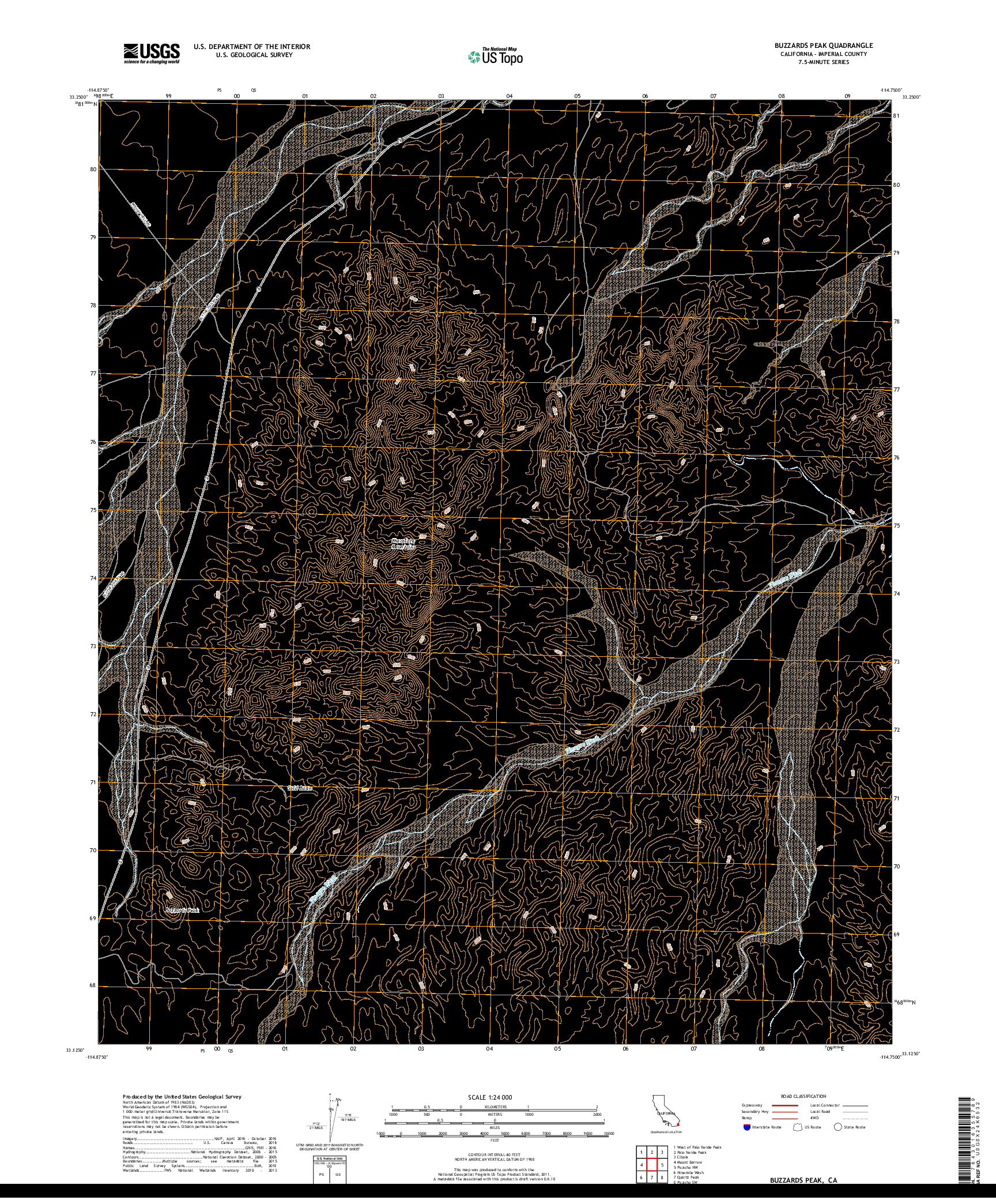 USGS US TOPO 7.5-MINUTE MAP FOR BUZZARDS PEAK, CA 2018