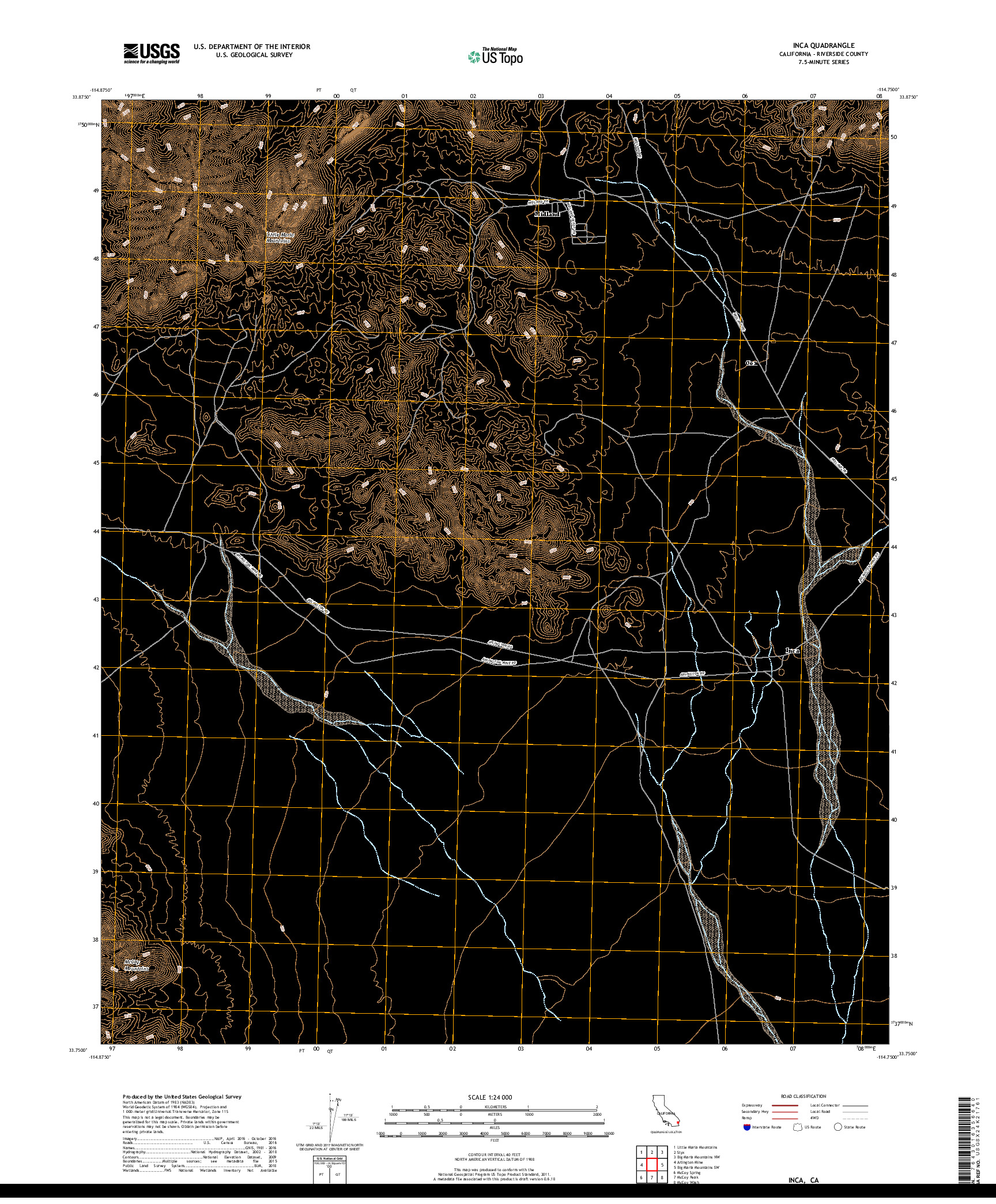 USGS US TOPO 7.5-MINUTE MAP FOR INCA, CA 2018