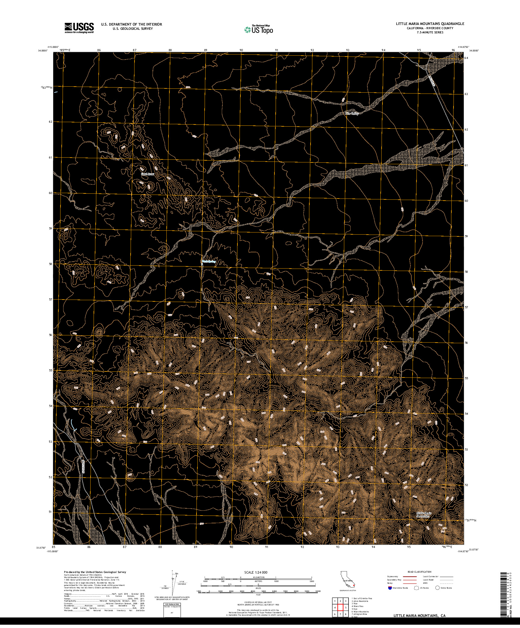 USGS US TOPO 7.5-MINUTE MAP FOR LITTLE MARIA MOUNTAINS, CA 2018