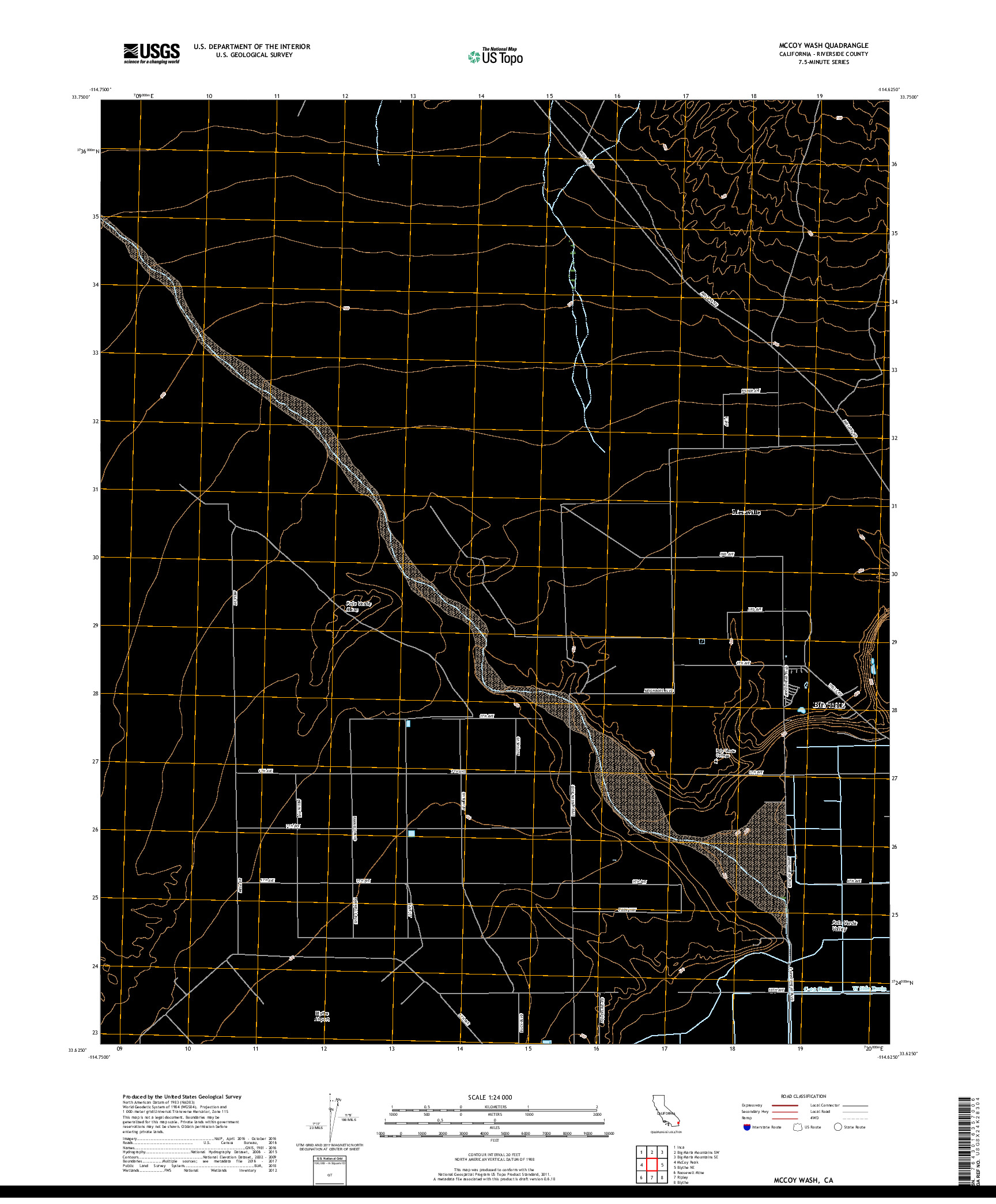 USGS US TOPO 7.5-MINUTE MAP FOR MCCOY WASH, CA 2018