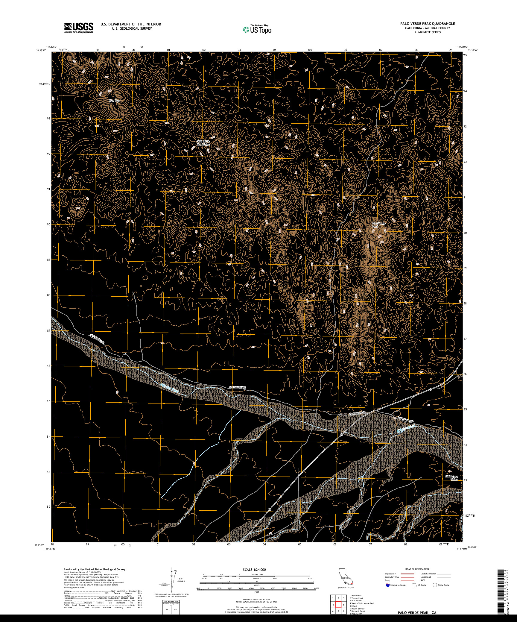 USGS US TOPO 7.5-MINUTE MAP FOR PALO VERDE PEAK, CA 2018