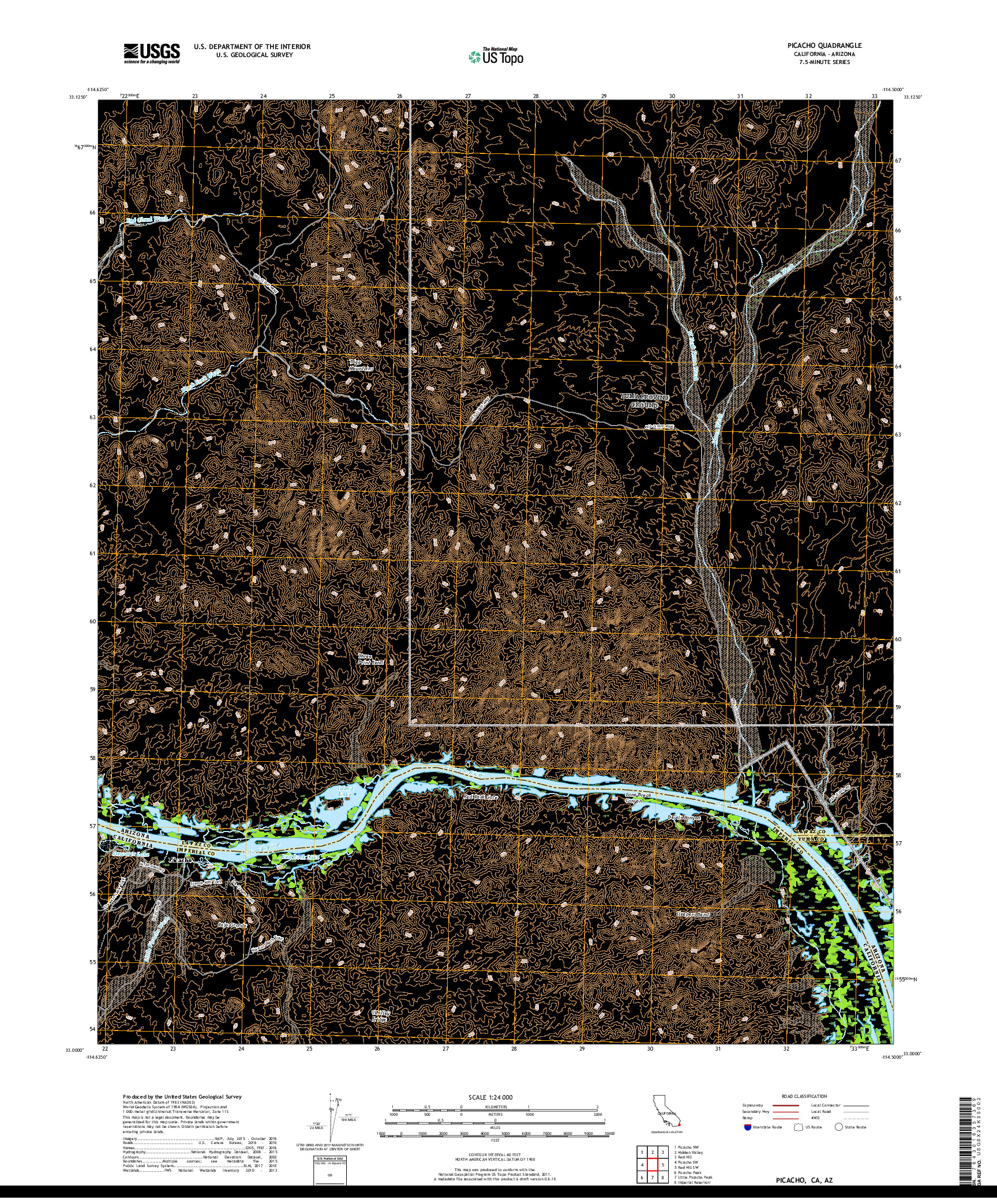 USGS US TOPO 7.5-MINUTE MAP FOR PICACHO, CA,AZ 2018