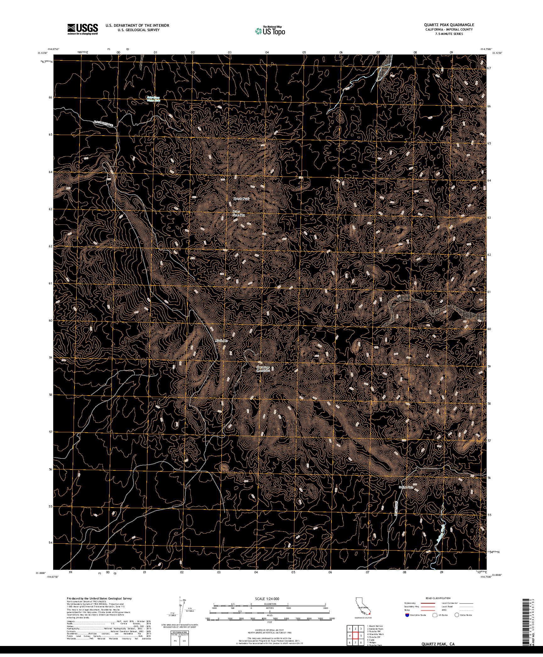 USGS US TOPO 7.5-MINUTE MAP FOR QUARTZ PEAK, CA 2018