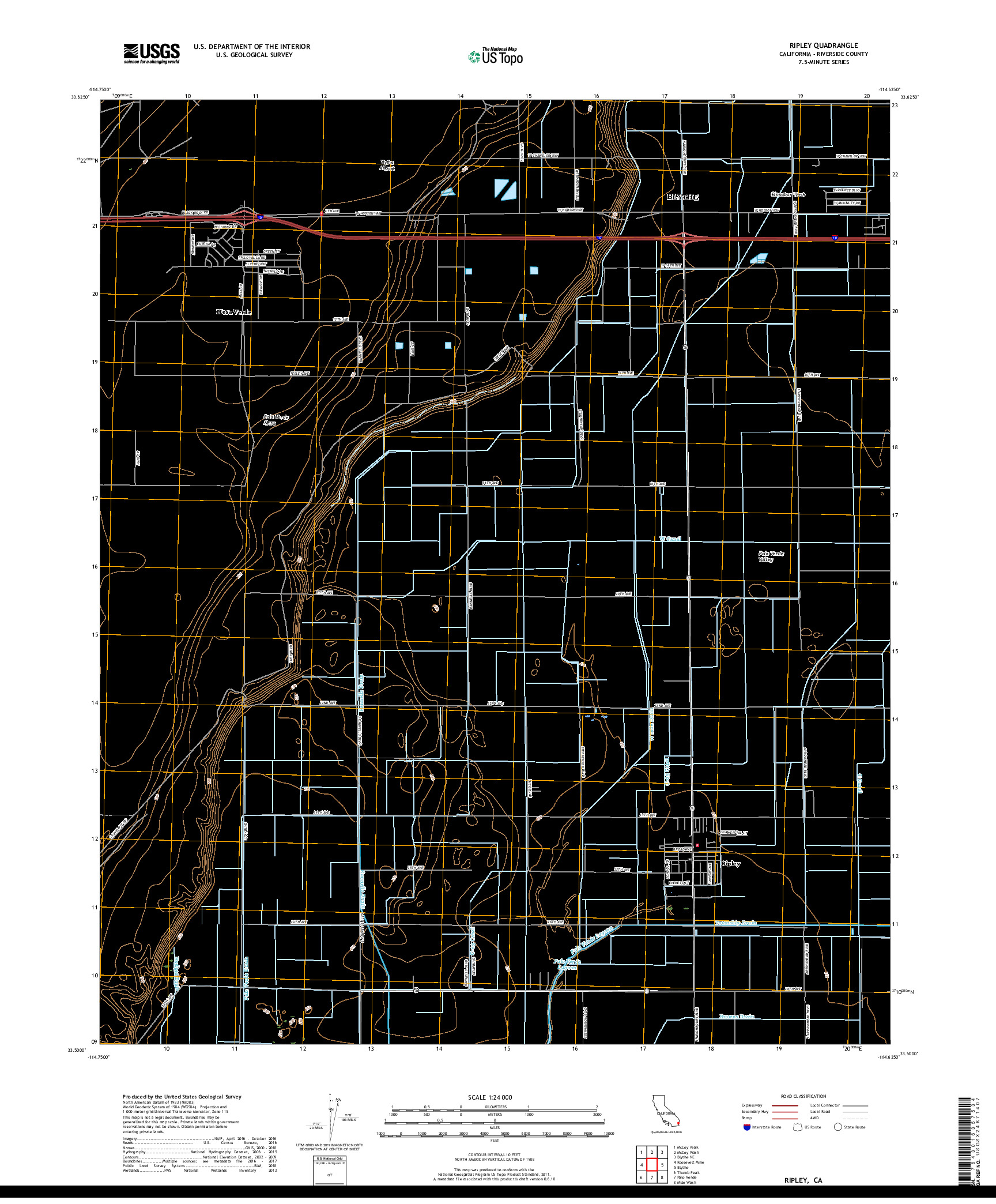 USGS US TOPO 7.5-MINUTE MAP FOR RIPLEY, CA 2018