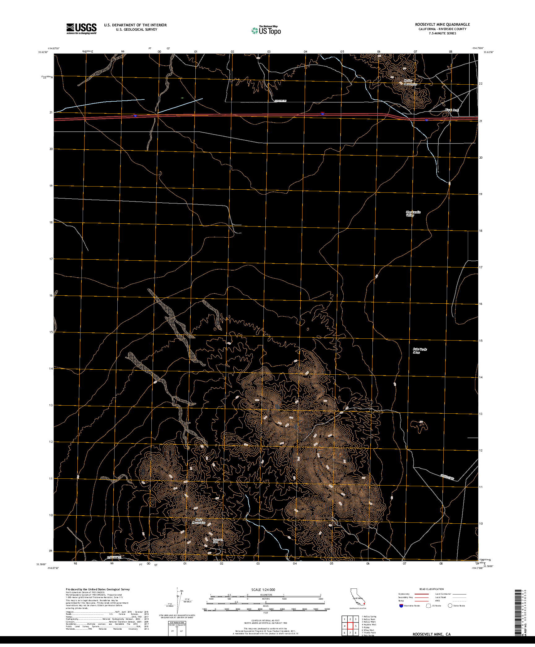 USGS US TOPO 7.5-MINUTE MAP FOR ROOSEVELT MINE, CA 2018