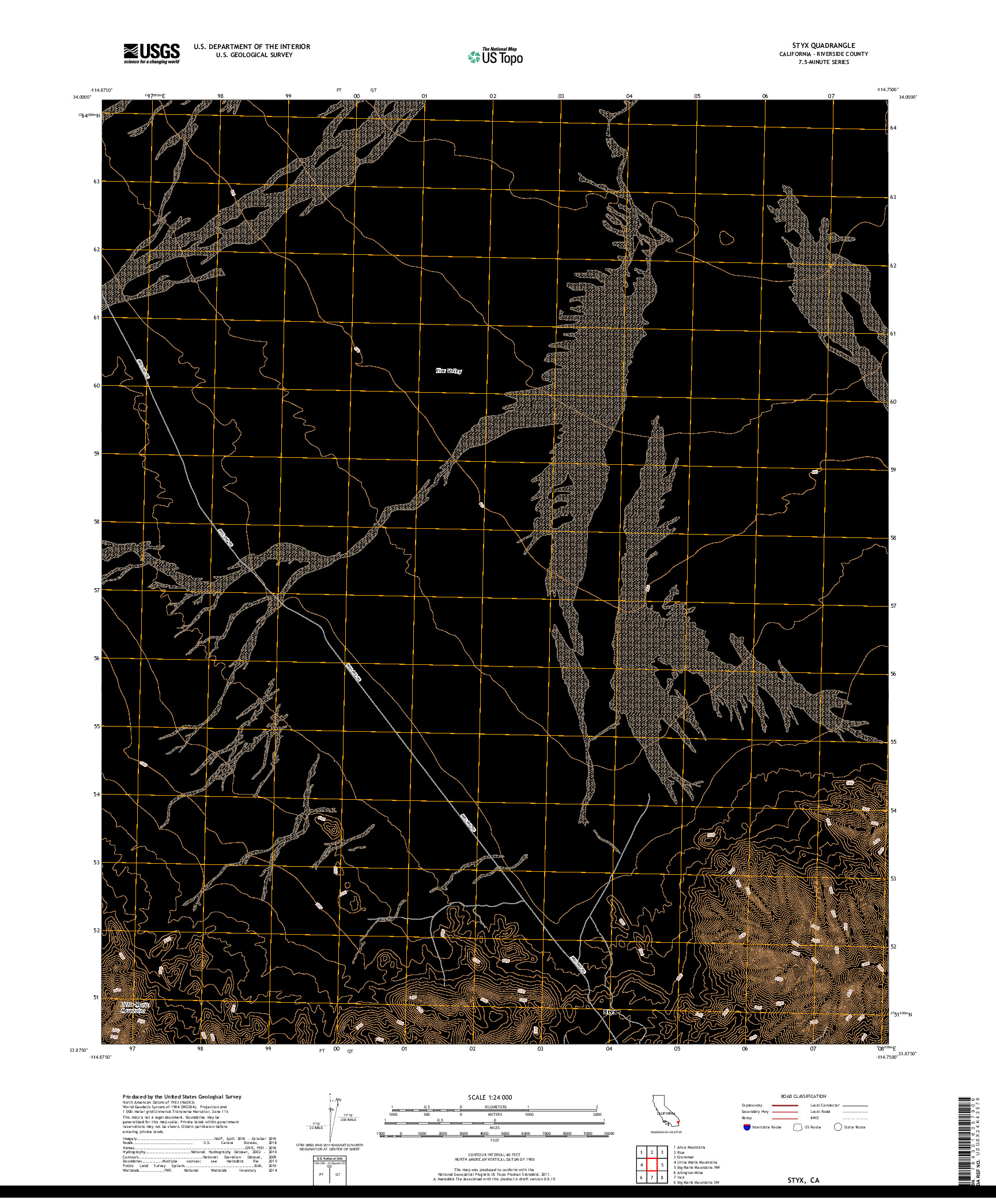 USGS US TOPO 7.5-MINUTE MAP FOR STYX, CA 2018