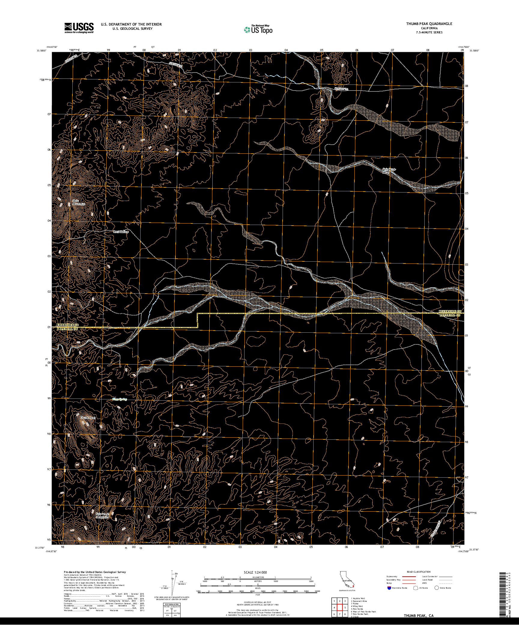 USGS US TOPO 7.5-MINUTE MAP FOR THUMB PEAK, CA 2018