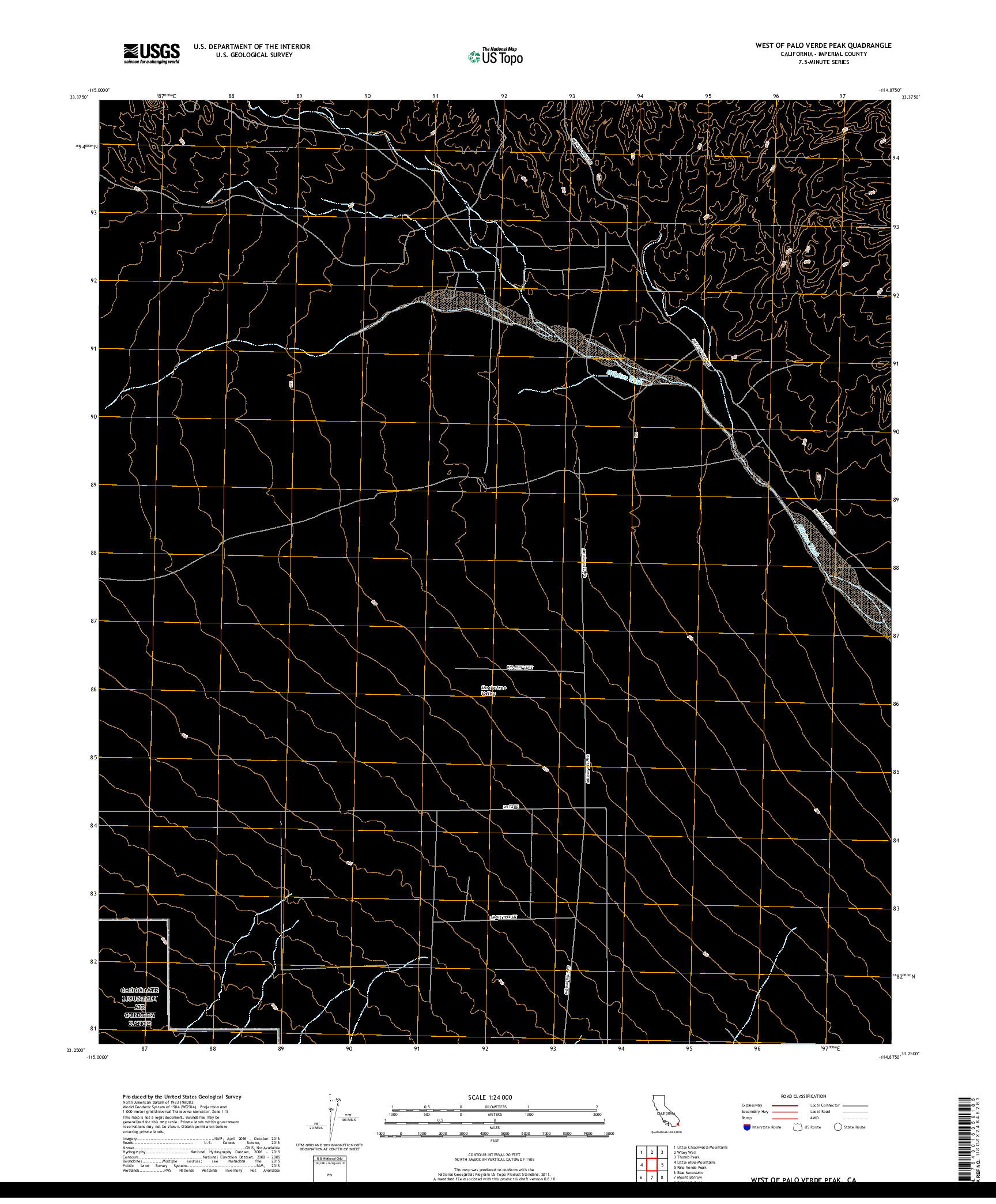 USGS US TOPO 7.5-MINUTE MAP FOR WEST OF PALO VERDE PEAK, CA 2018