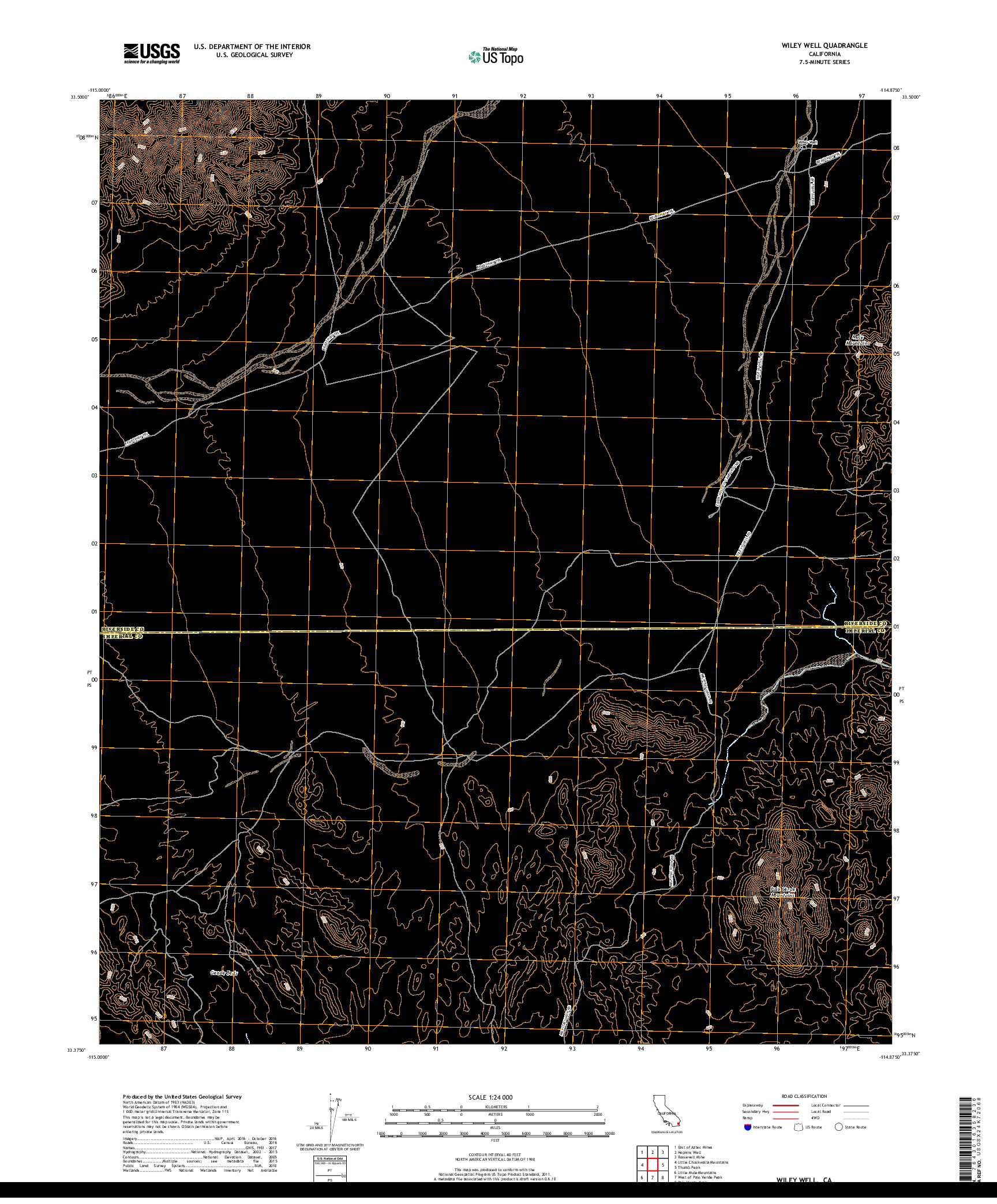 USGS US TOPO 7.5-MINUTE MAP FOR WILEY WELL, CA 2018