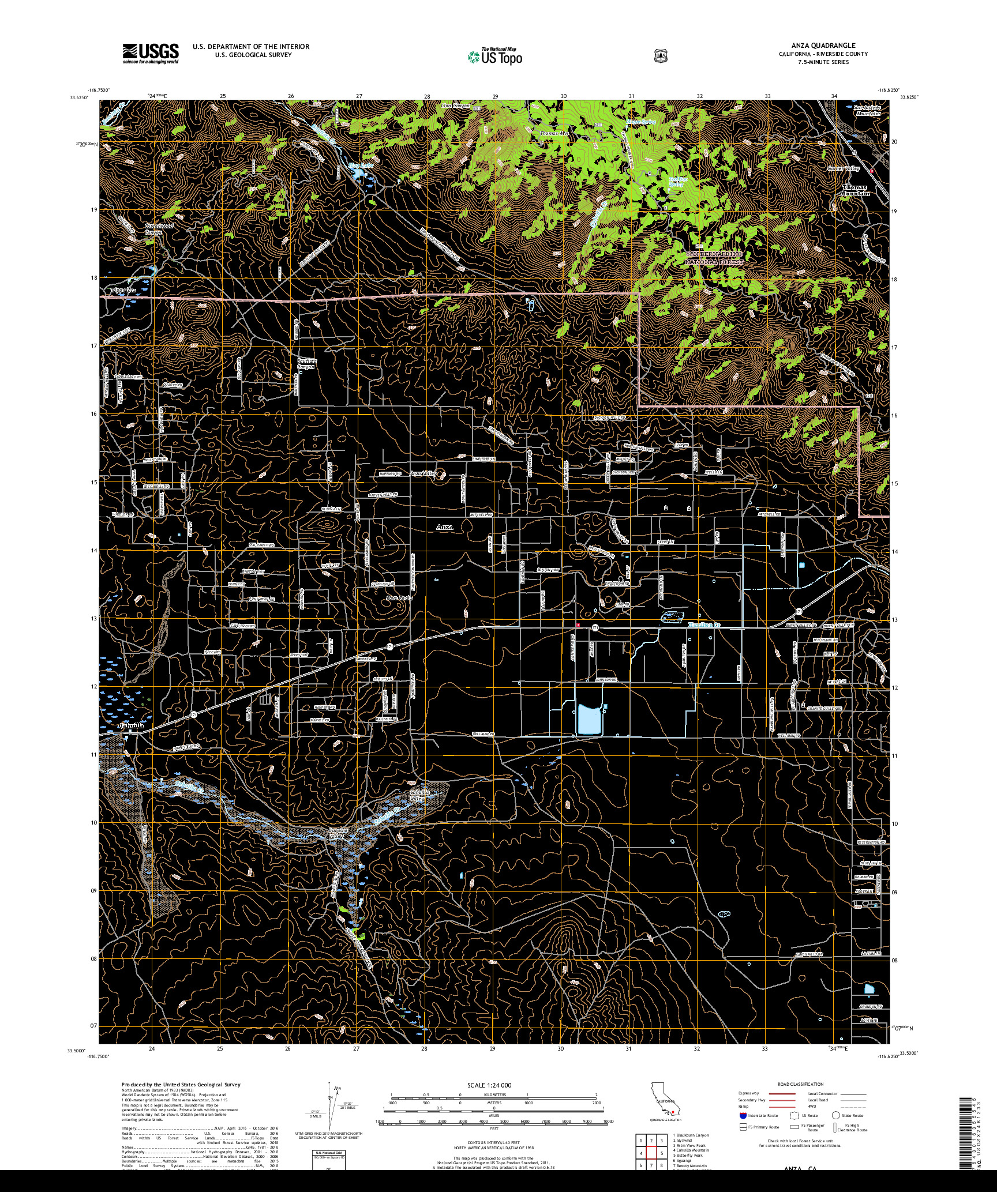 USGS US TOPO 7.5-MINUTE MAP FOR ANZA, CA 2018