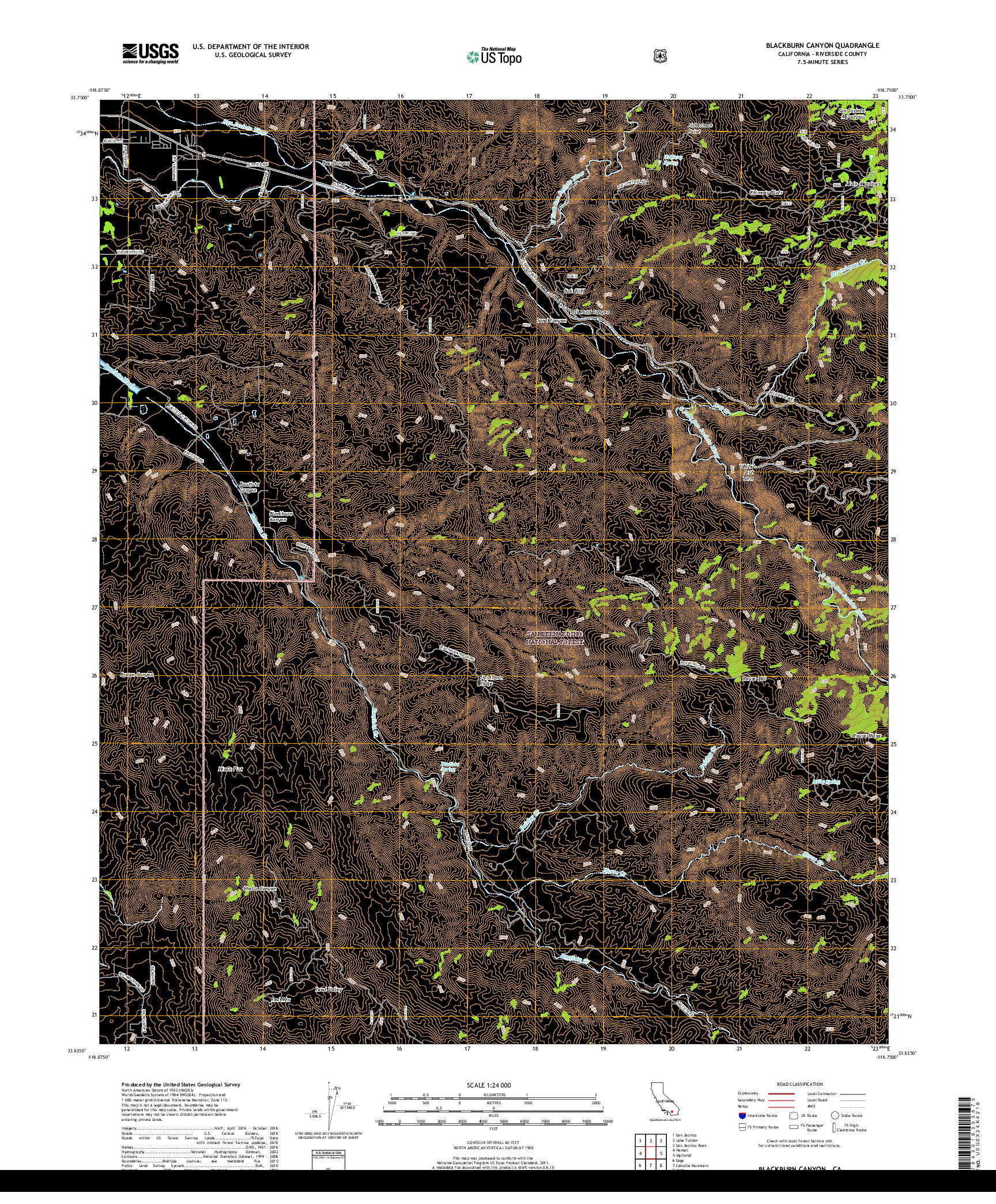 USGS US TOPO 7.5-MINUTE MAP FOR BLACKBURN CANYON, CA 2018