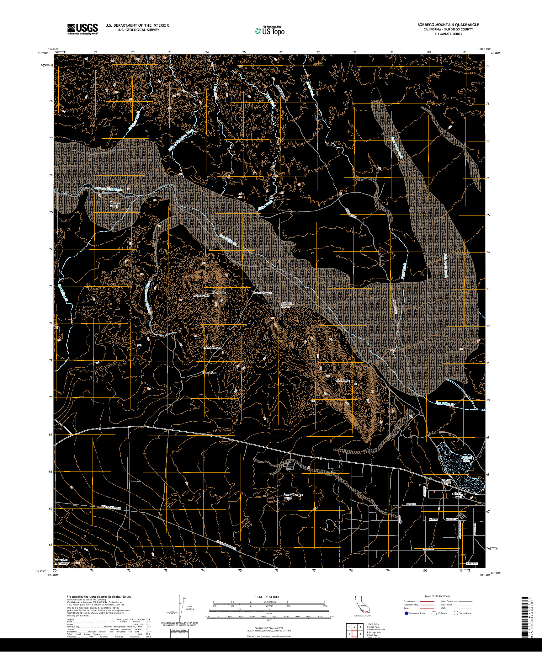 USGS US TOPO 7.5-MINUTE MAP FOR BORREGO MOUNTAIN, CA 2018