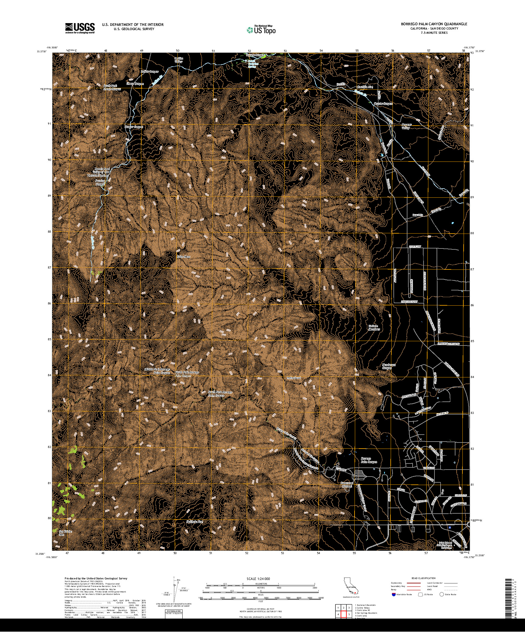 USGS US TOPO 7.5-MINUTE MAP FOR BORREGO PALM CANYON, CA 2018