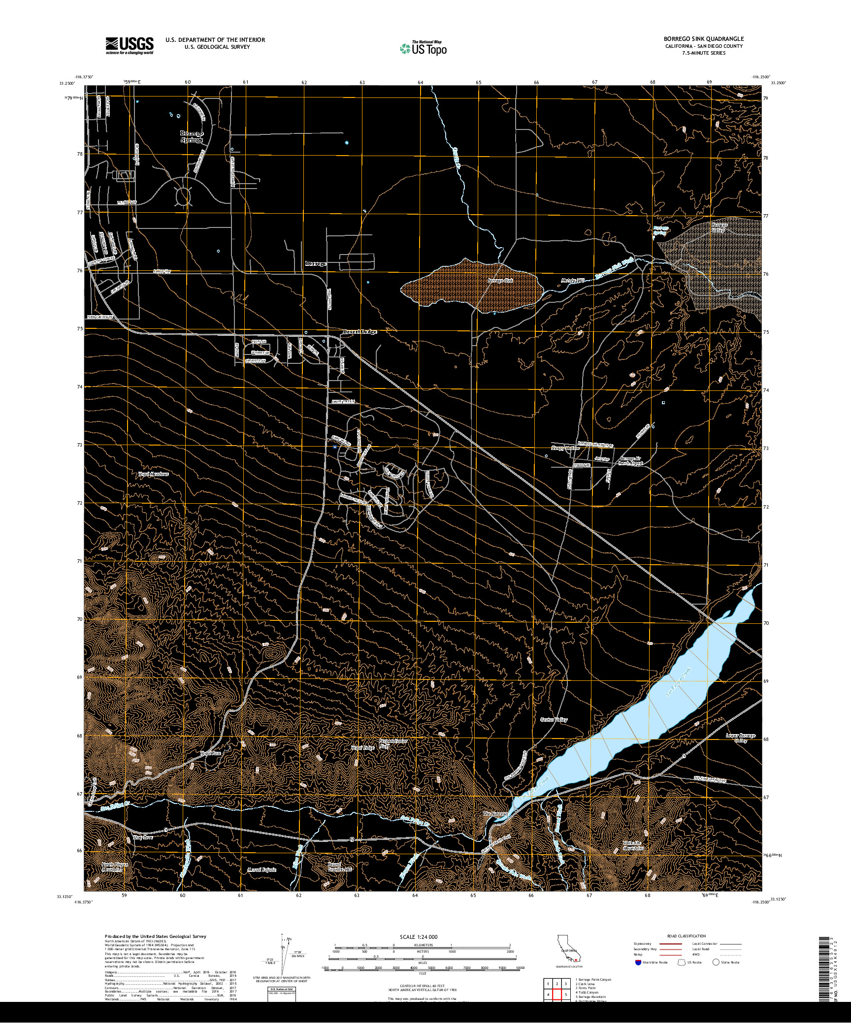 USGS US TOPO 7.5-MINUTE MAP FOR BORREGO SINK, CA 2018