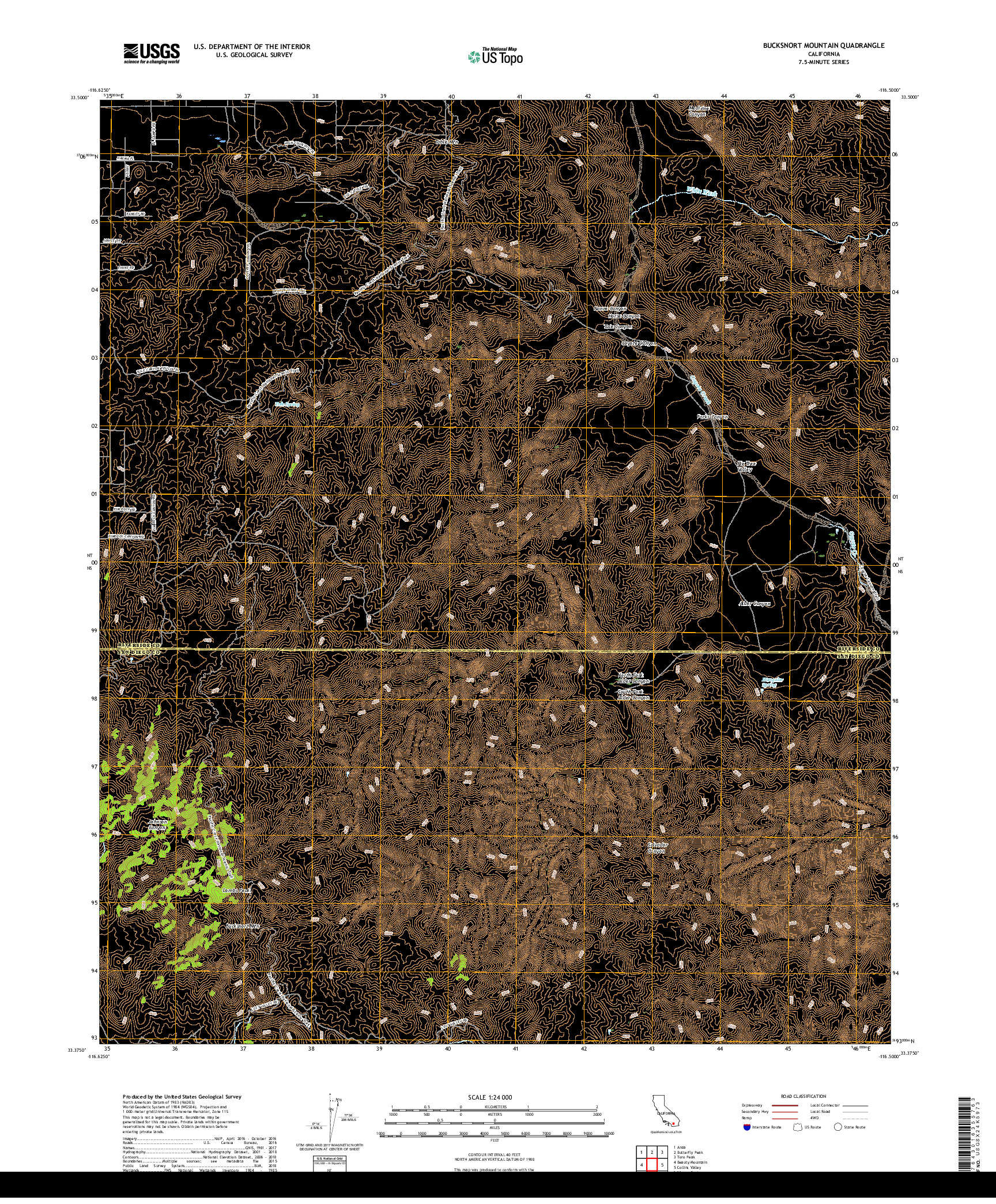 USGS US TOPO 7.5-MINUTE MAP FOR BUCKSNORT MOUNTAIN, CA 2018