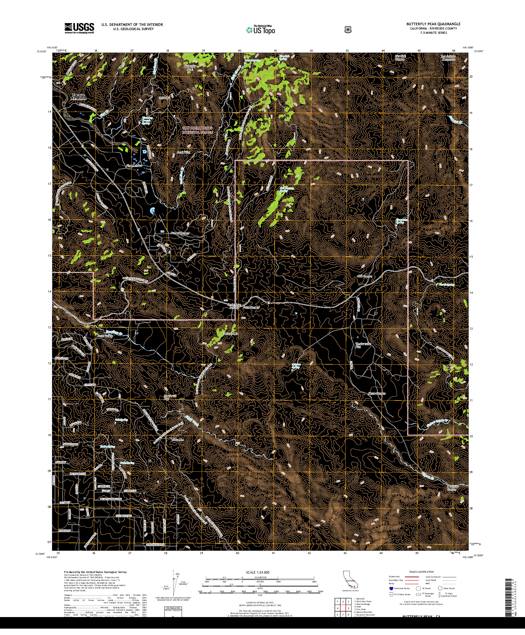 USGS US TOPO 7.5-MINUTE MAP FOR BUTTERFLY PEAK, CA 2018