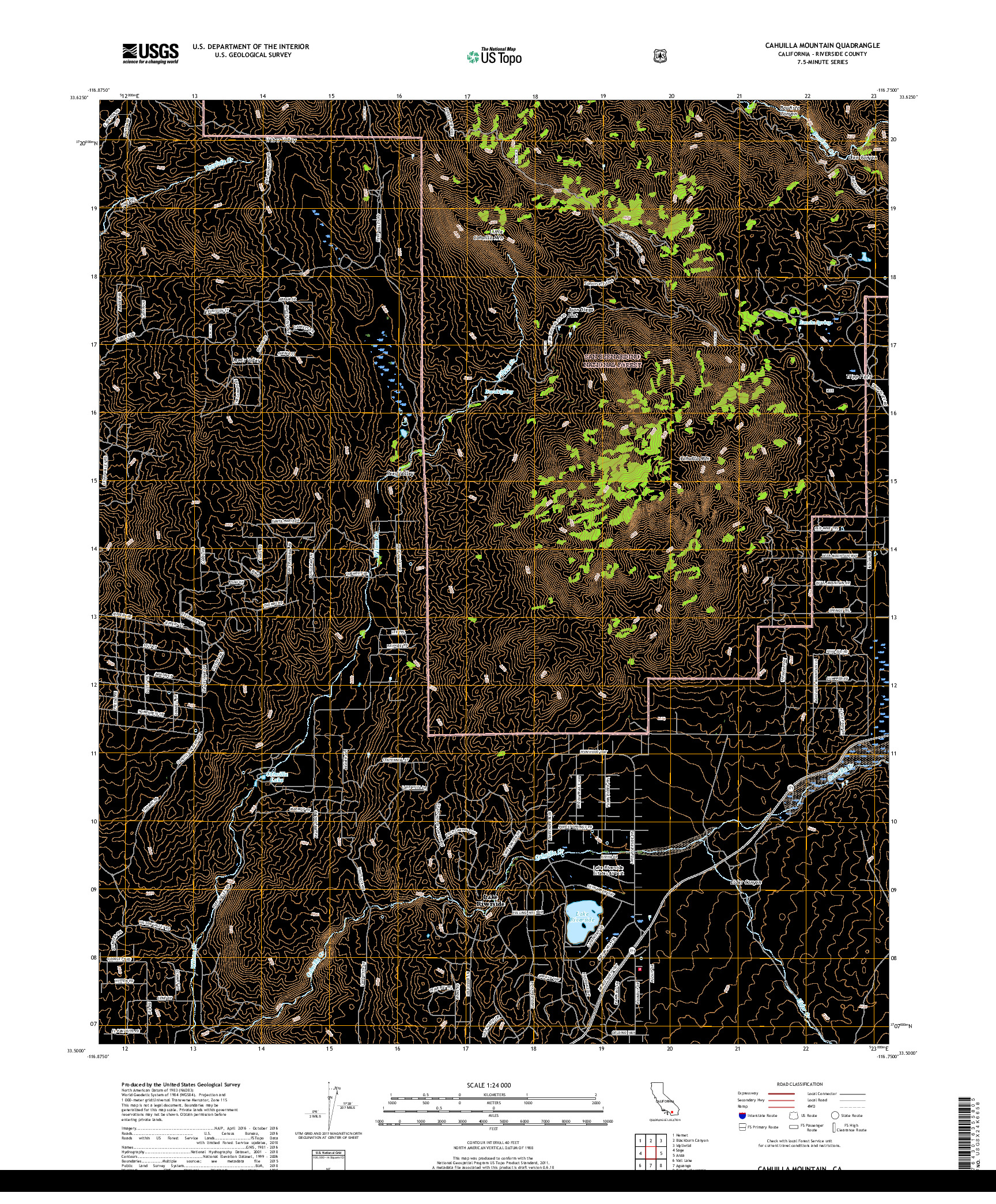 USGS US TOPO 7.5-MINUTE MAP FOR CAHUILLA MOUNTAIN, CA 2018