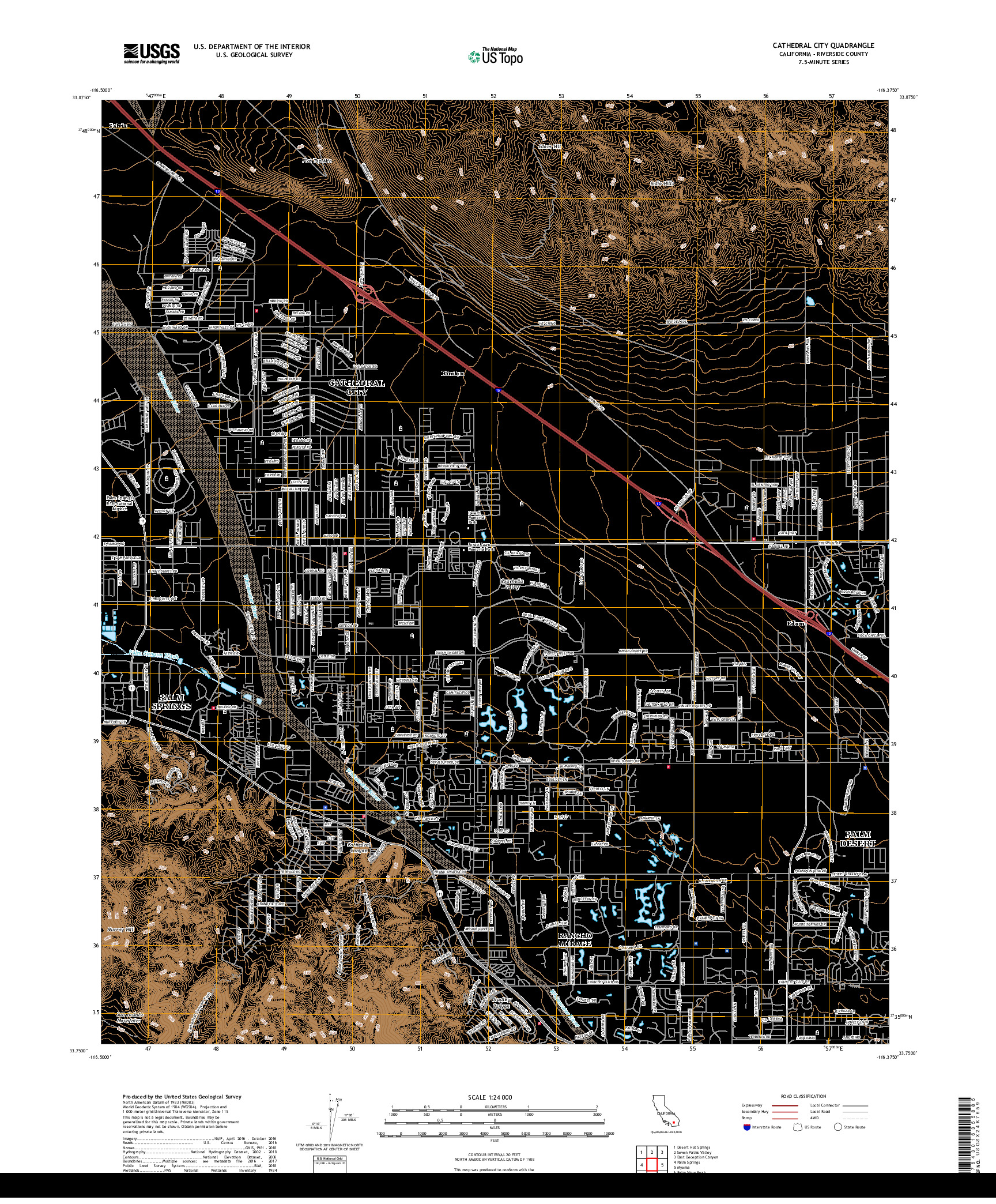 USGS US TOPO 7.5-MINUTE MAP FOR CATHEDRAL CITY, CA 2018