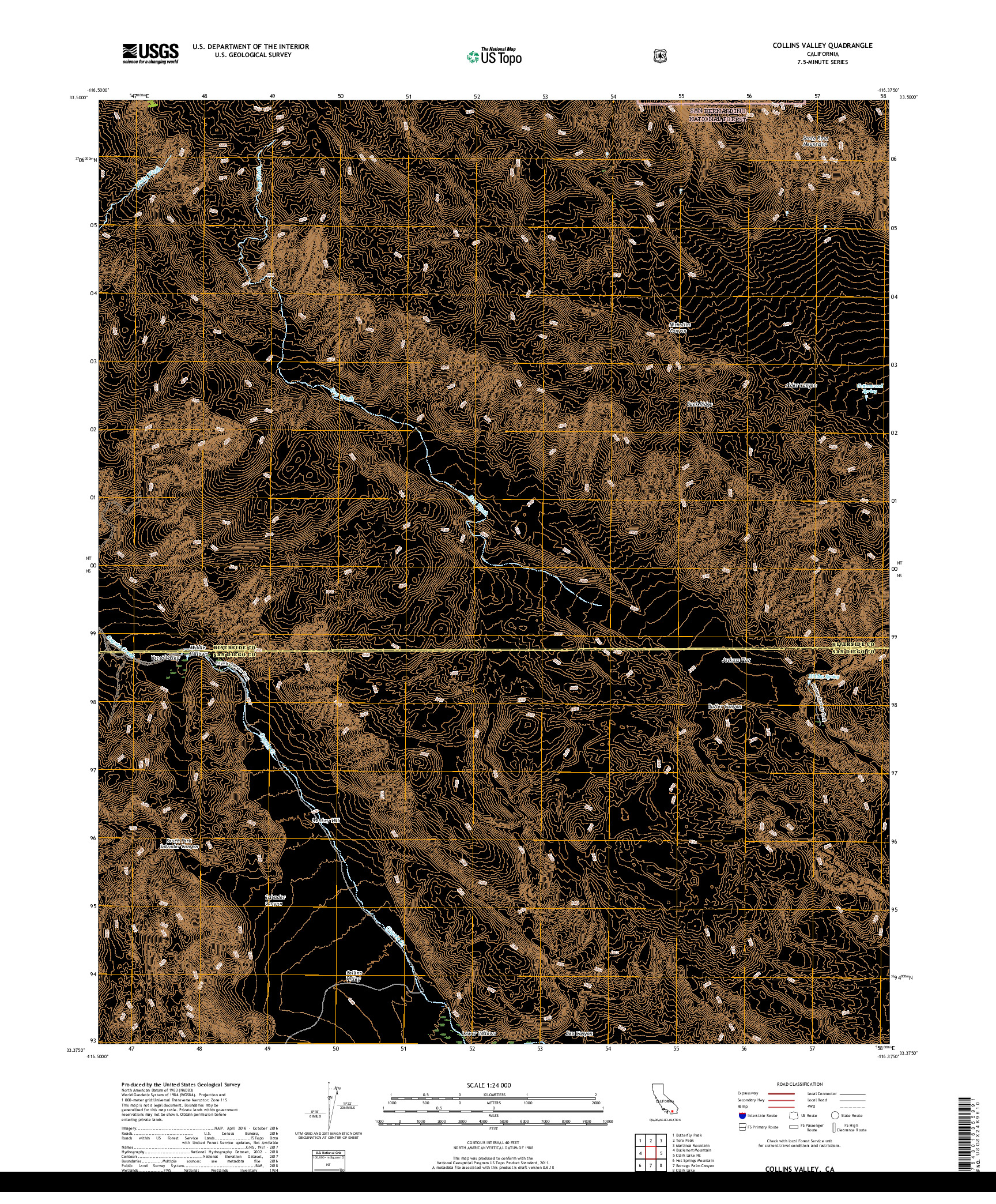 USGS US TOPO 7.5-MINUTE MAP FOR COLLINS VALLEY, CA 2018