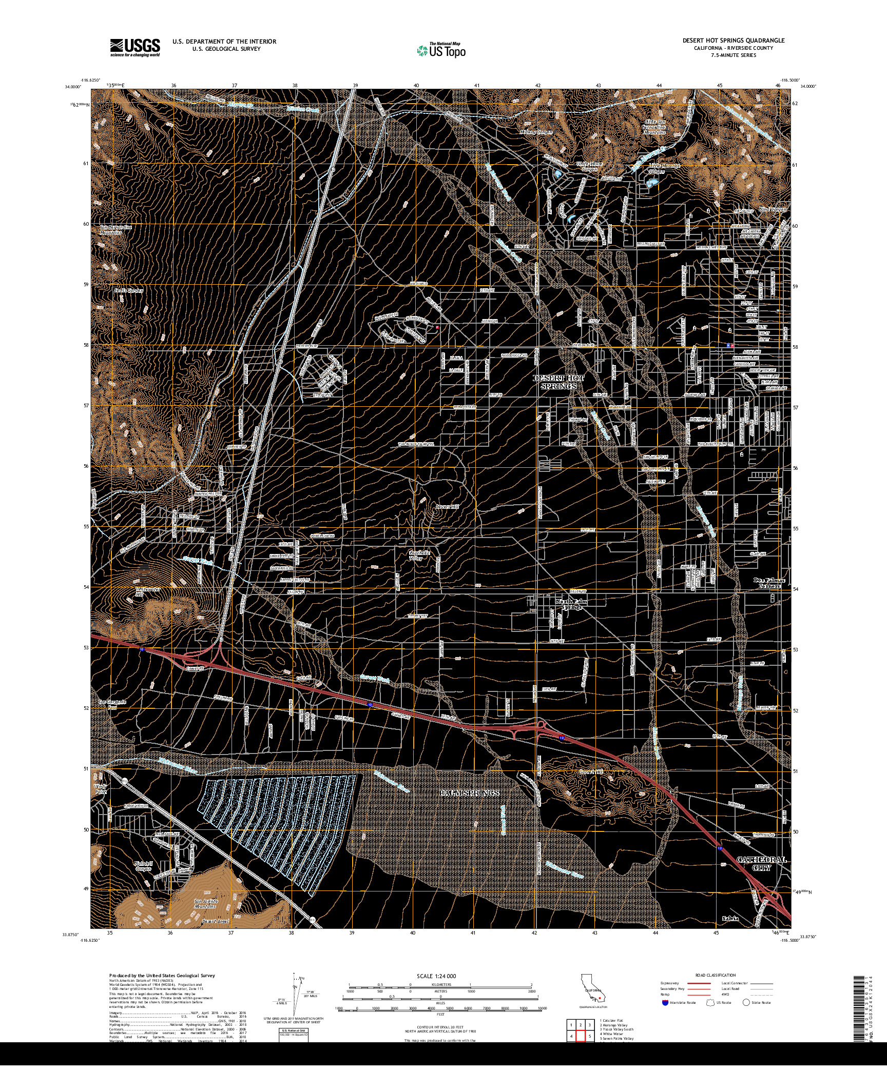 USGS US TOPO 7.5-MINUTE MAP FOR DESERT HOT SPRINGS, CA 2018