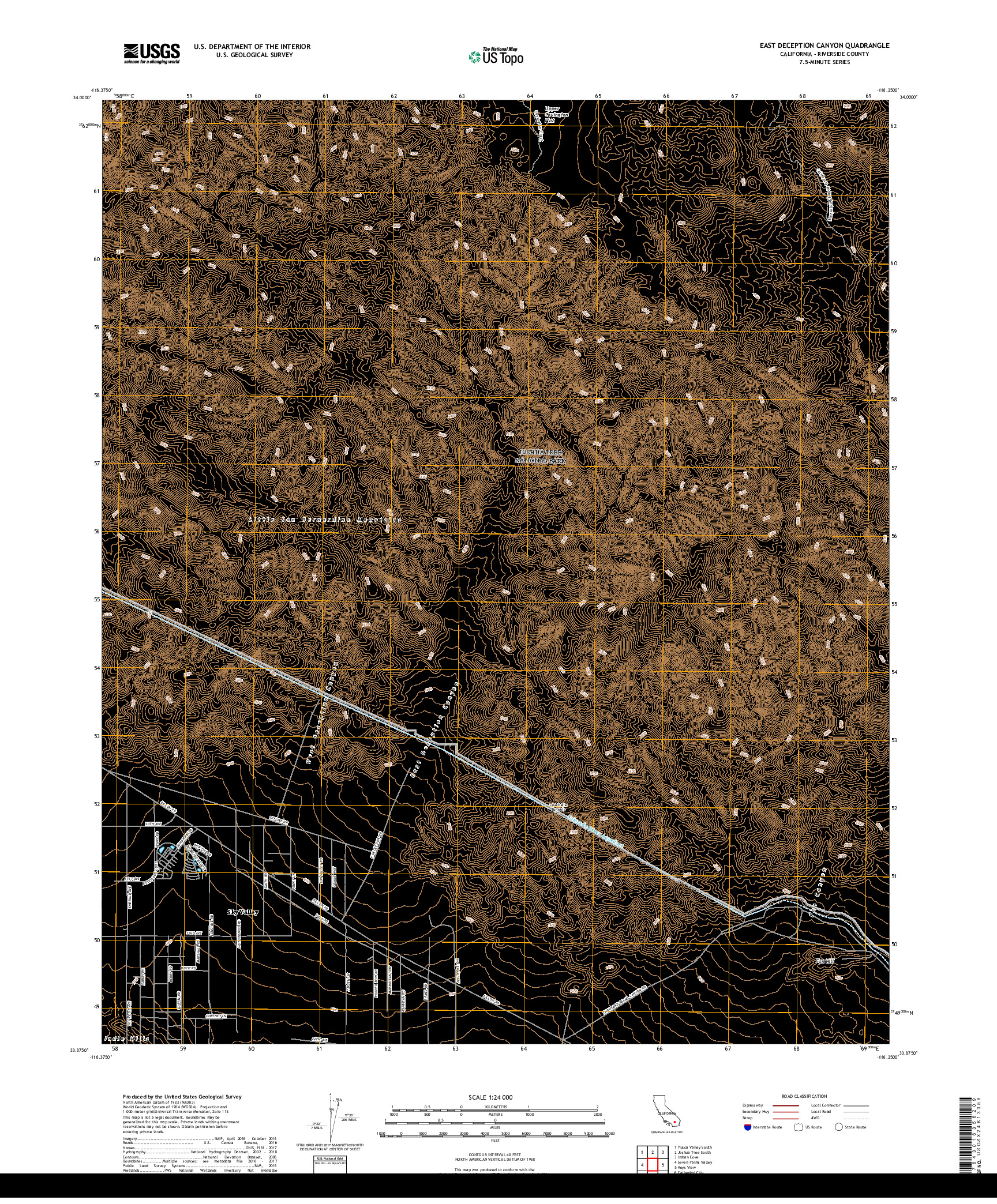 USGS US TOPO 7.5-MINUTE MAP FOR EAST DECEPTION CANYON, CA 2018