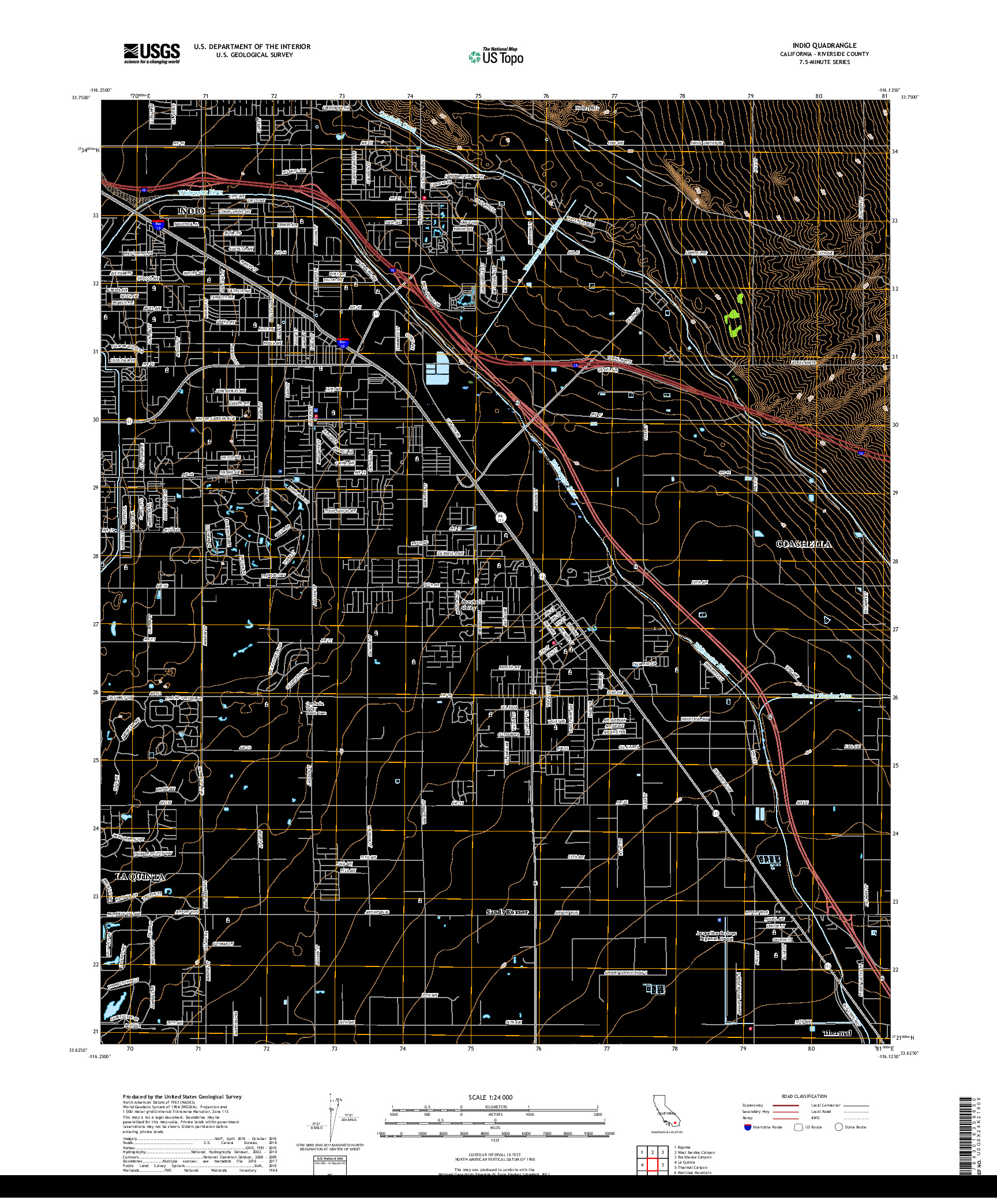 USGS US TOPO 7.5-MINUTE MAP FOR INDIO, CA 2018