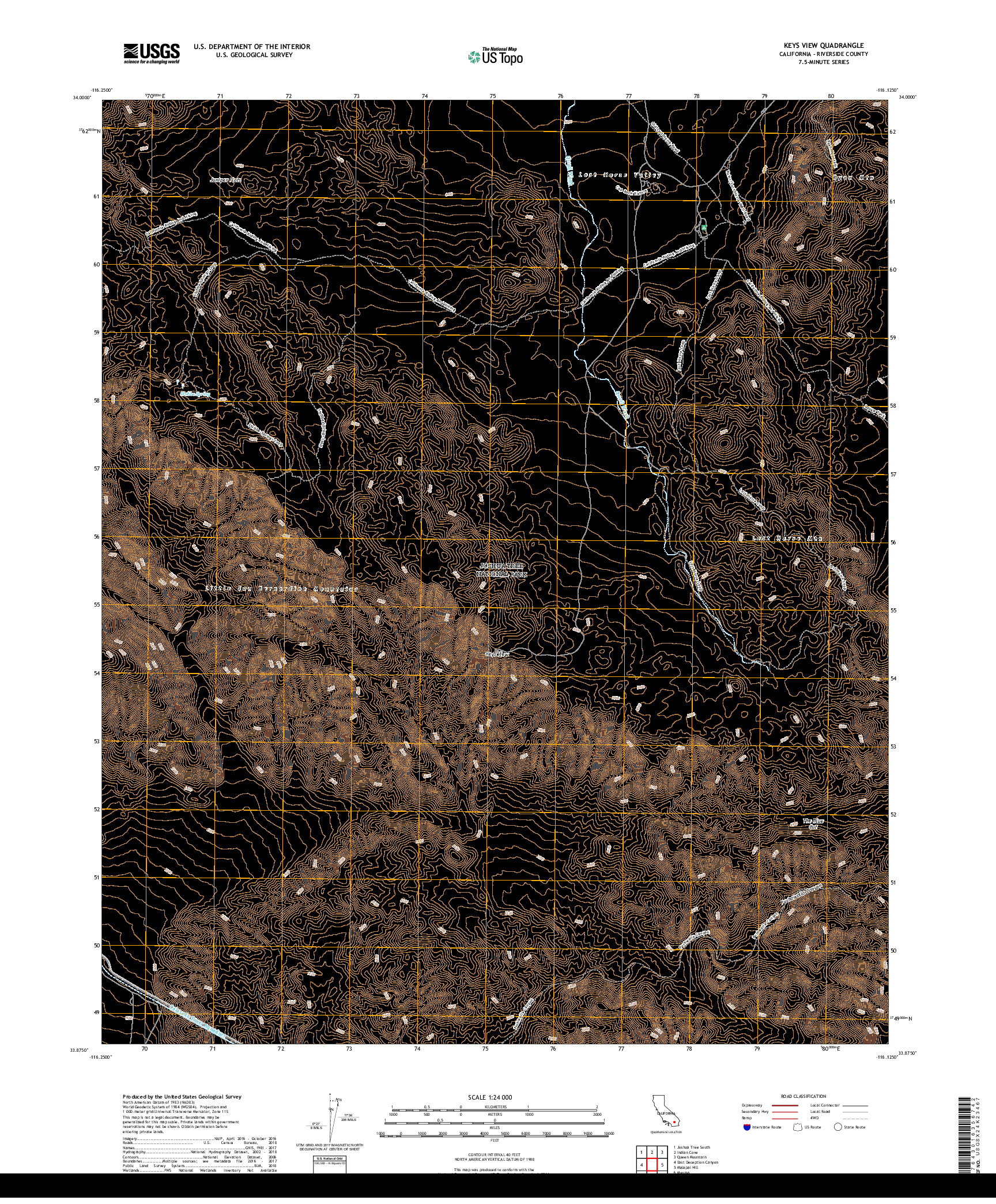 USGS US TOPO 7.5-MINUTE MAP FOR KEYS VIEW, CA 2018
