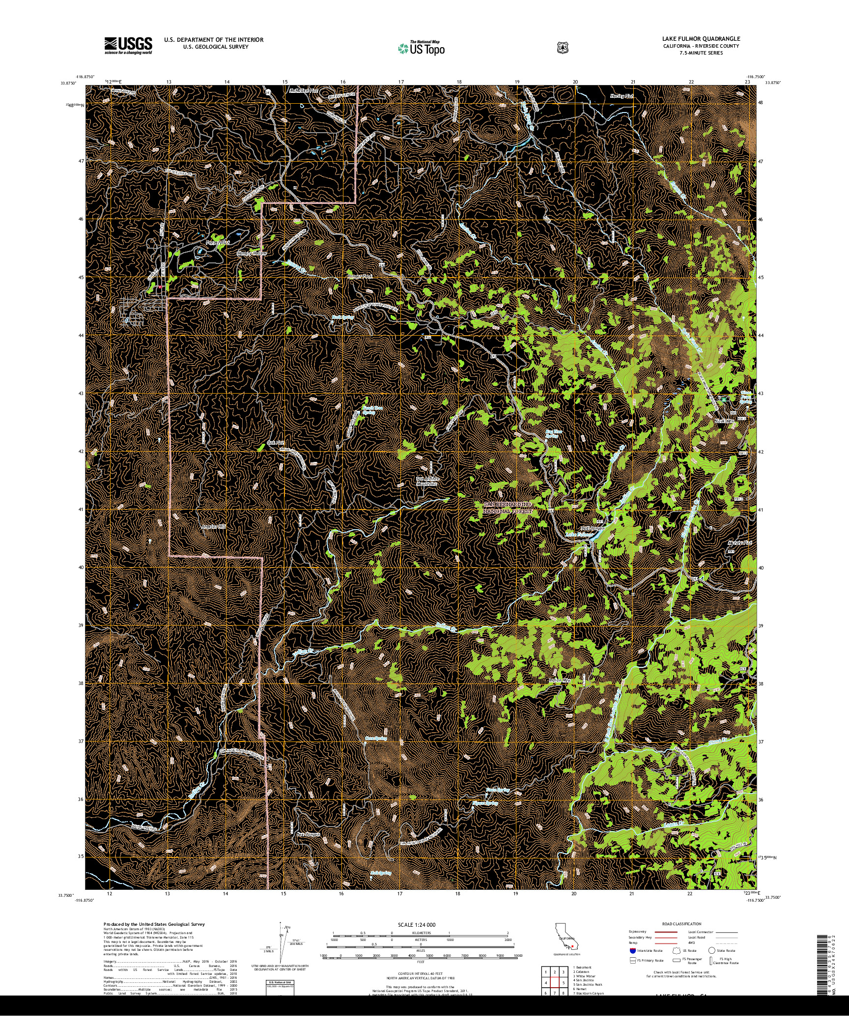 USGS US TOPO 7.5-MINUTE MAP FOR LAKE FULMOR, CA 2018