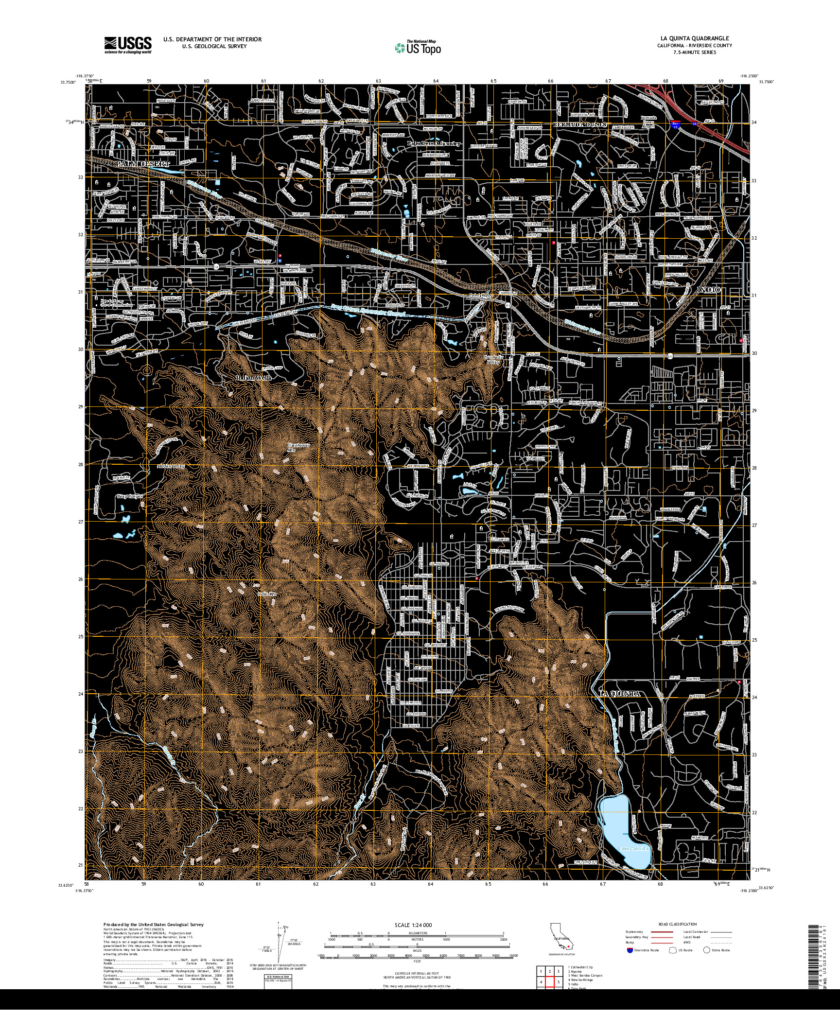 USGS US TOPO 7.5-MINUTE MAP FOR LA QUINTA, CA 2018