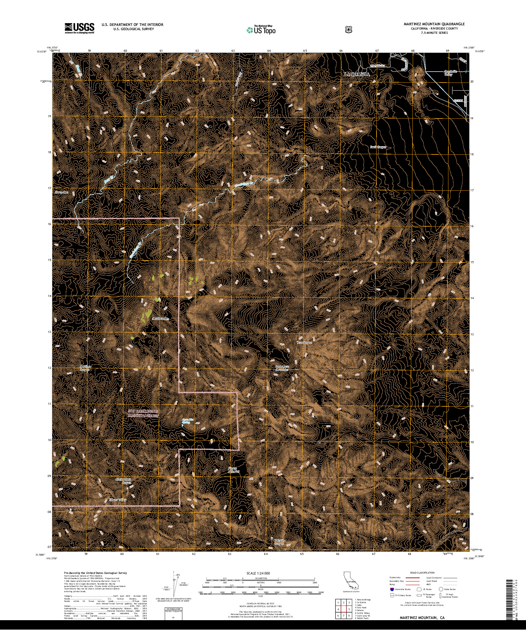 USGS US TOPO 7.5-MINUTE MAP FOR MARTINEZ MOUNTAIN, CA 2018