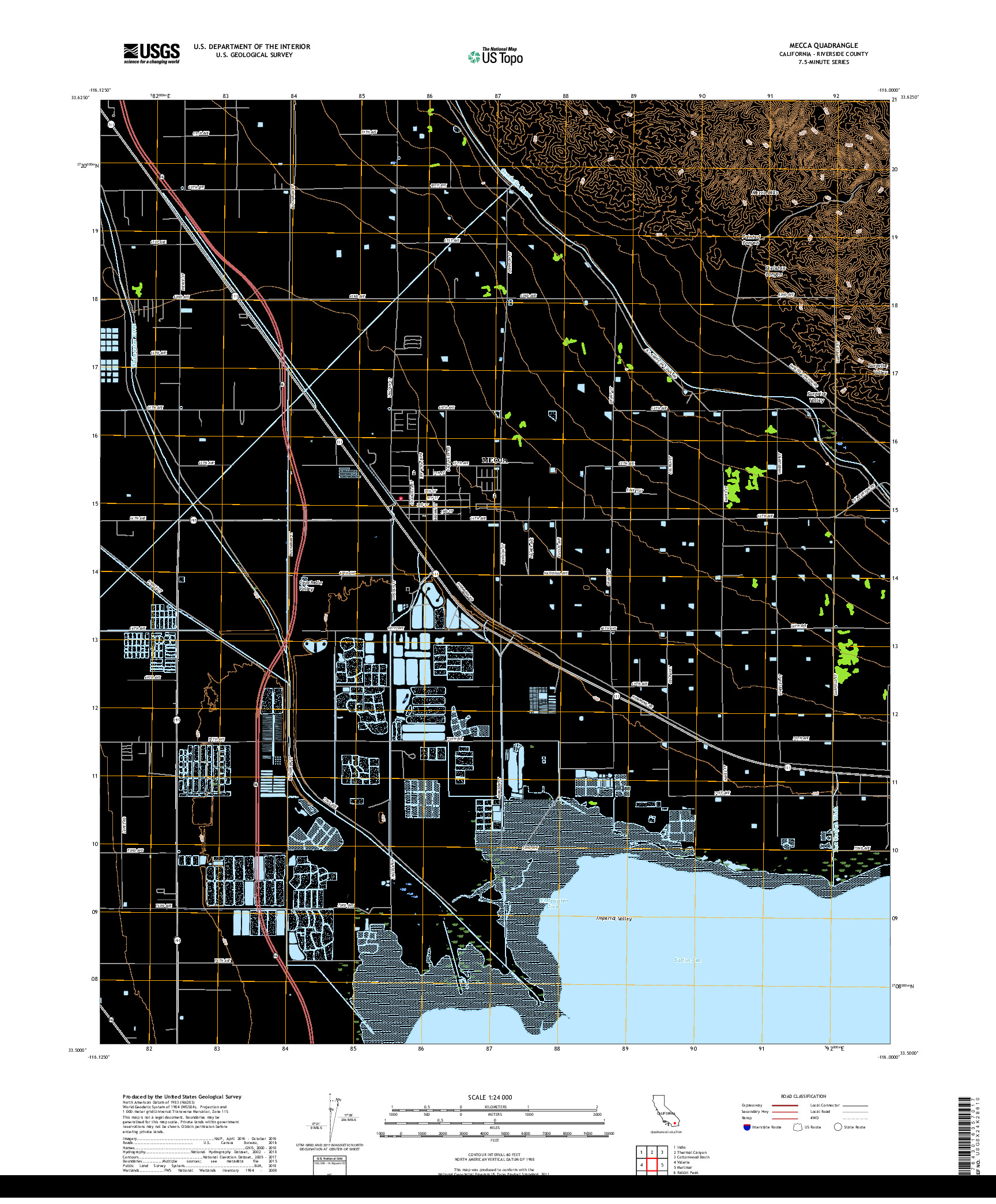 USGS US TOPO 7.5-MINUTE MAP FOR MECCA, CA 2018