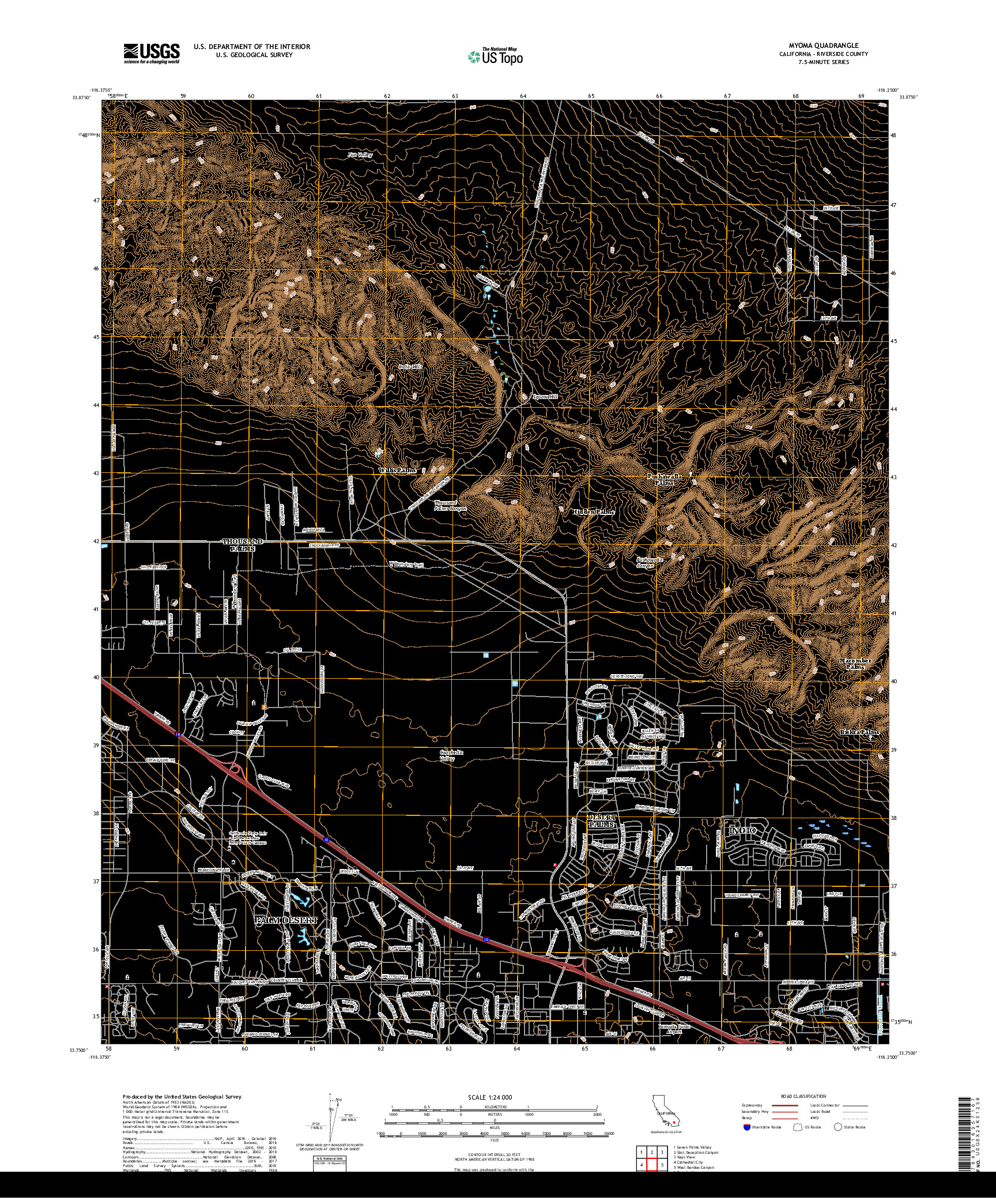 USGS US TOPO 7.5-MINUTE MAP FOR MYOMA, CA 2018