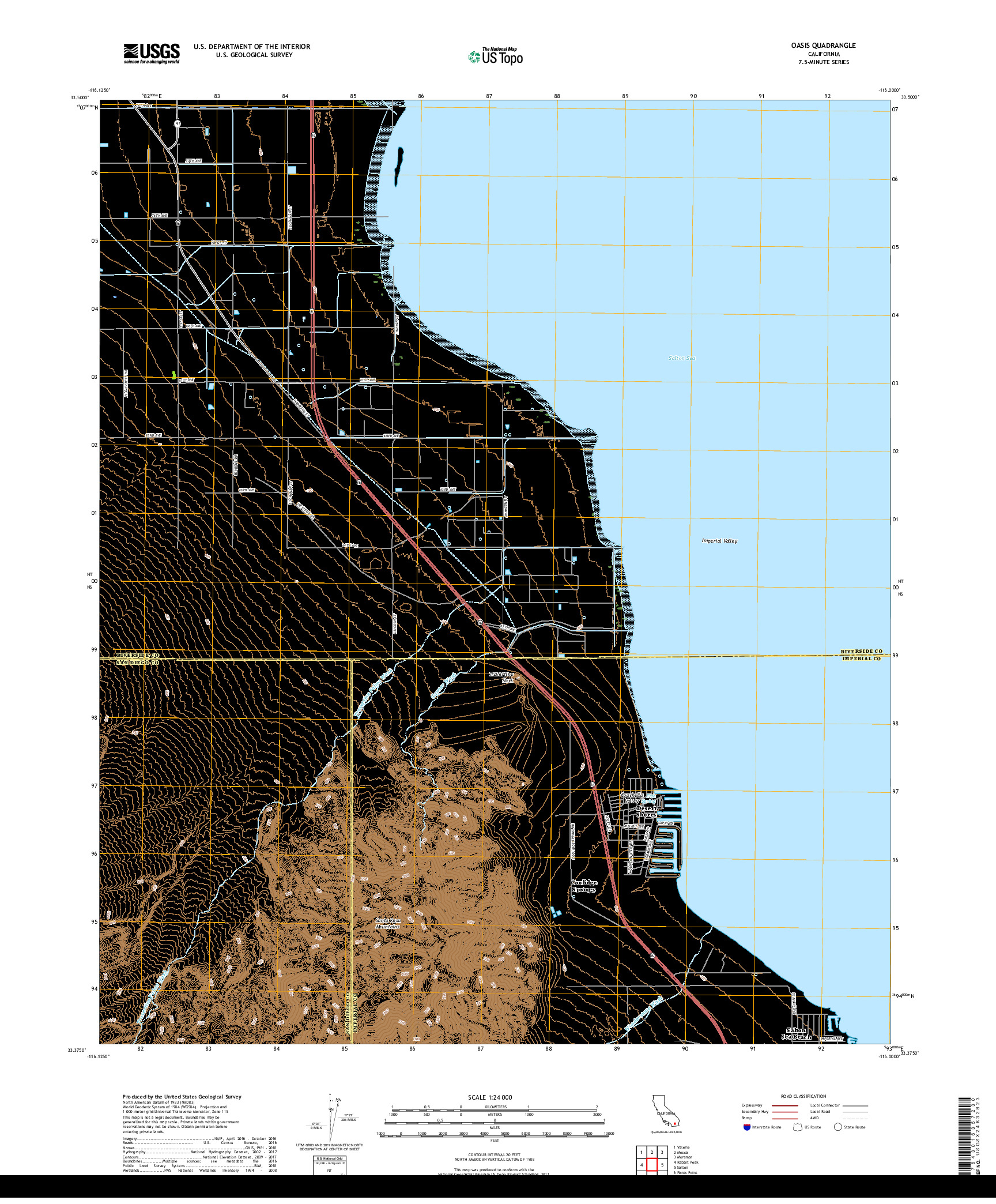 USGS US TOPO 7.5-MINUTE MAP FOR OASIS, CA 2018