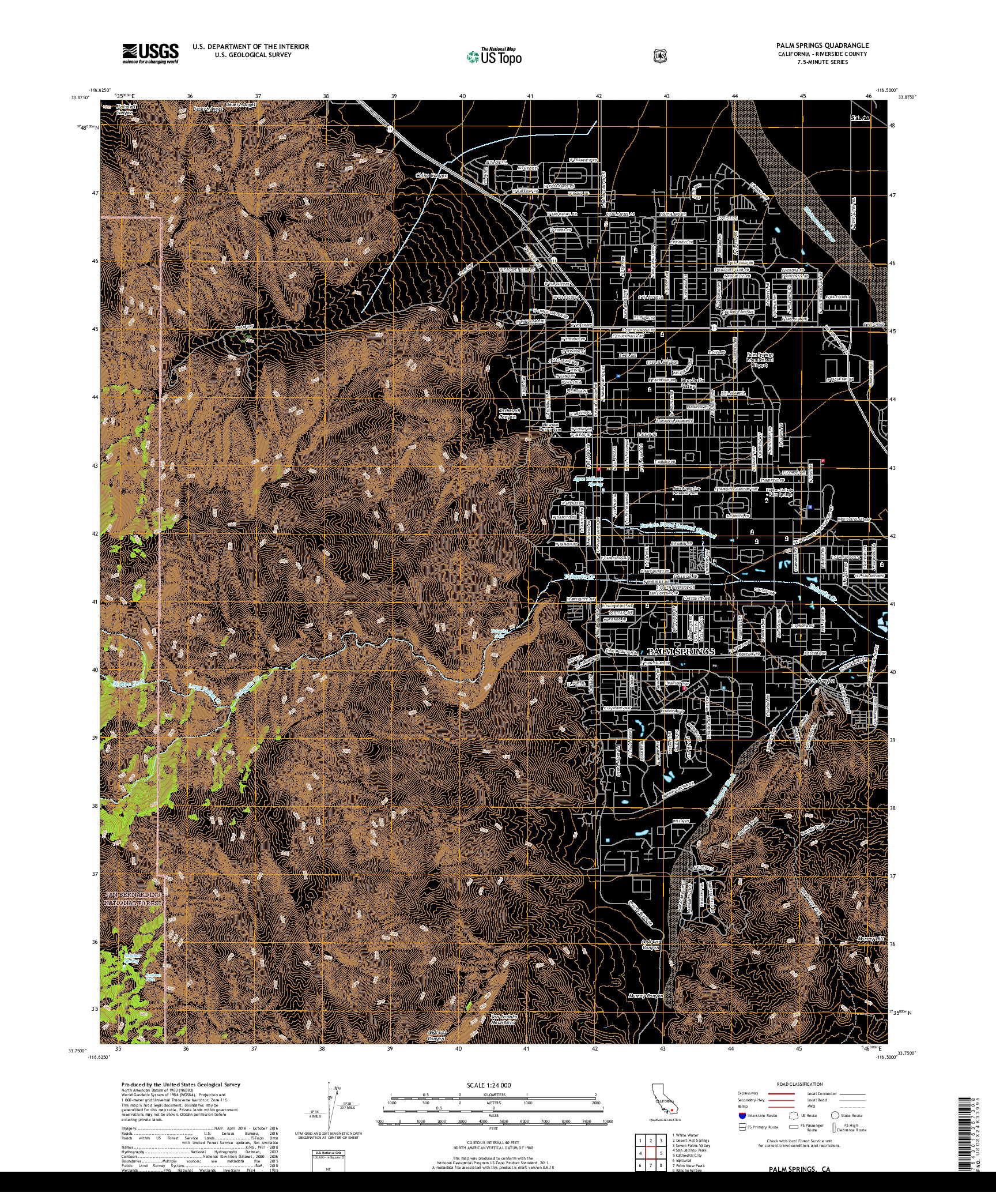 USGS US TOPO 7.5-MINUTE MAP FOR PALM SPRINGS, CA 2018