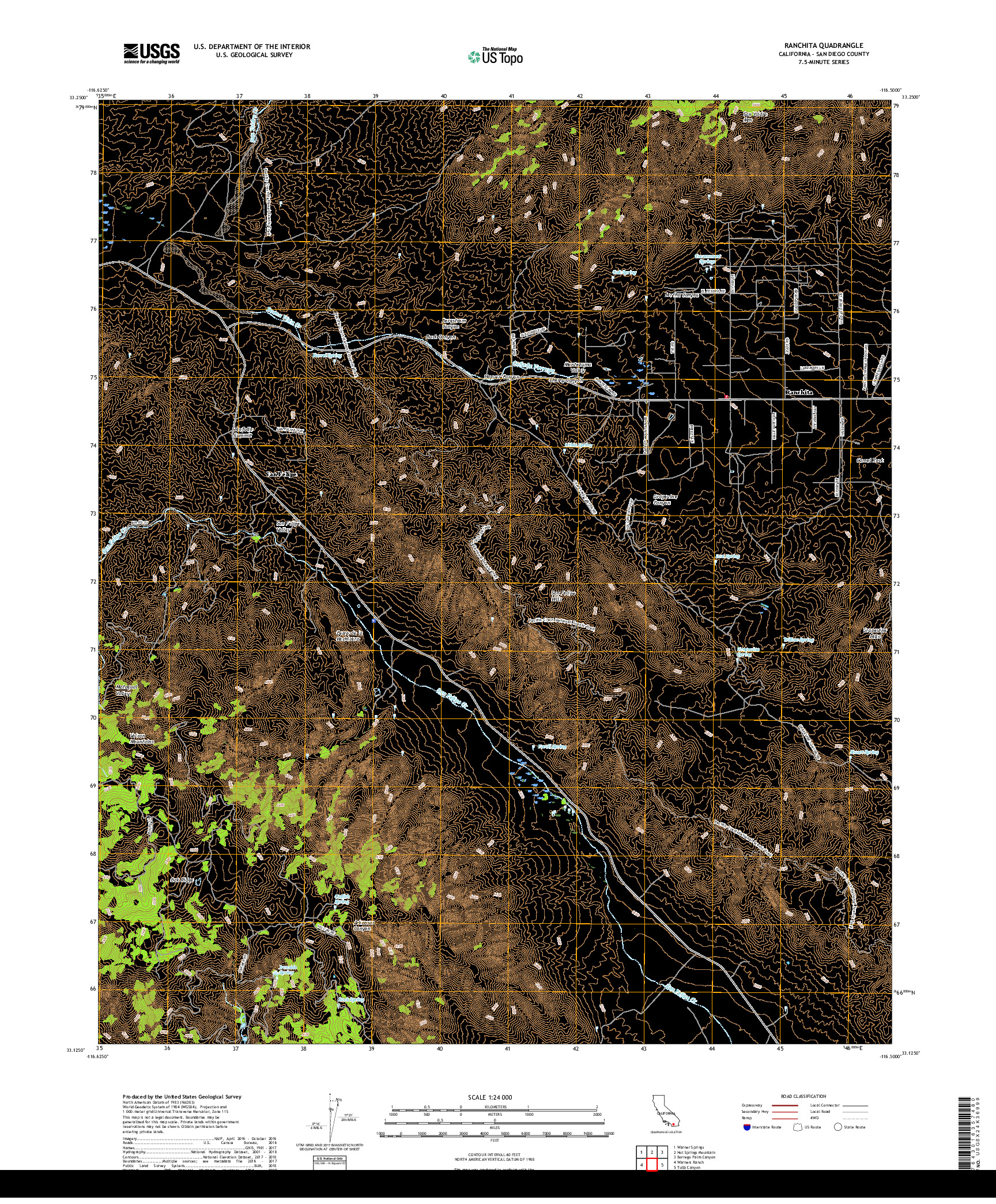 USGS US TOPO 7.5-MINUTE MAP FOR RANCHITA, CA 2018