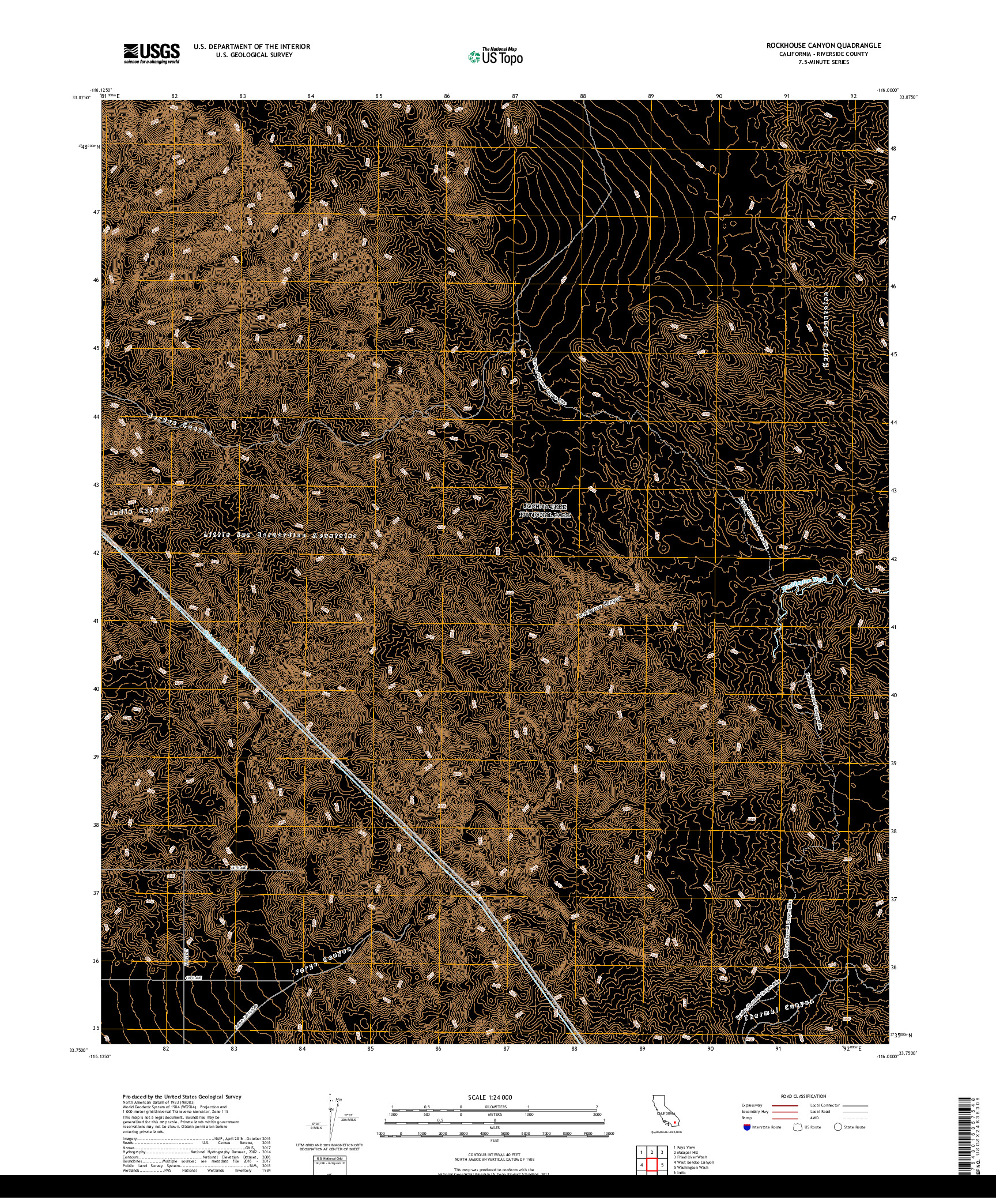USGS US TOPO 7.5-MINUTE MAP FOR ROCKHOUSE CANYON, CA 2018