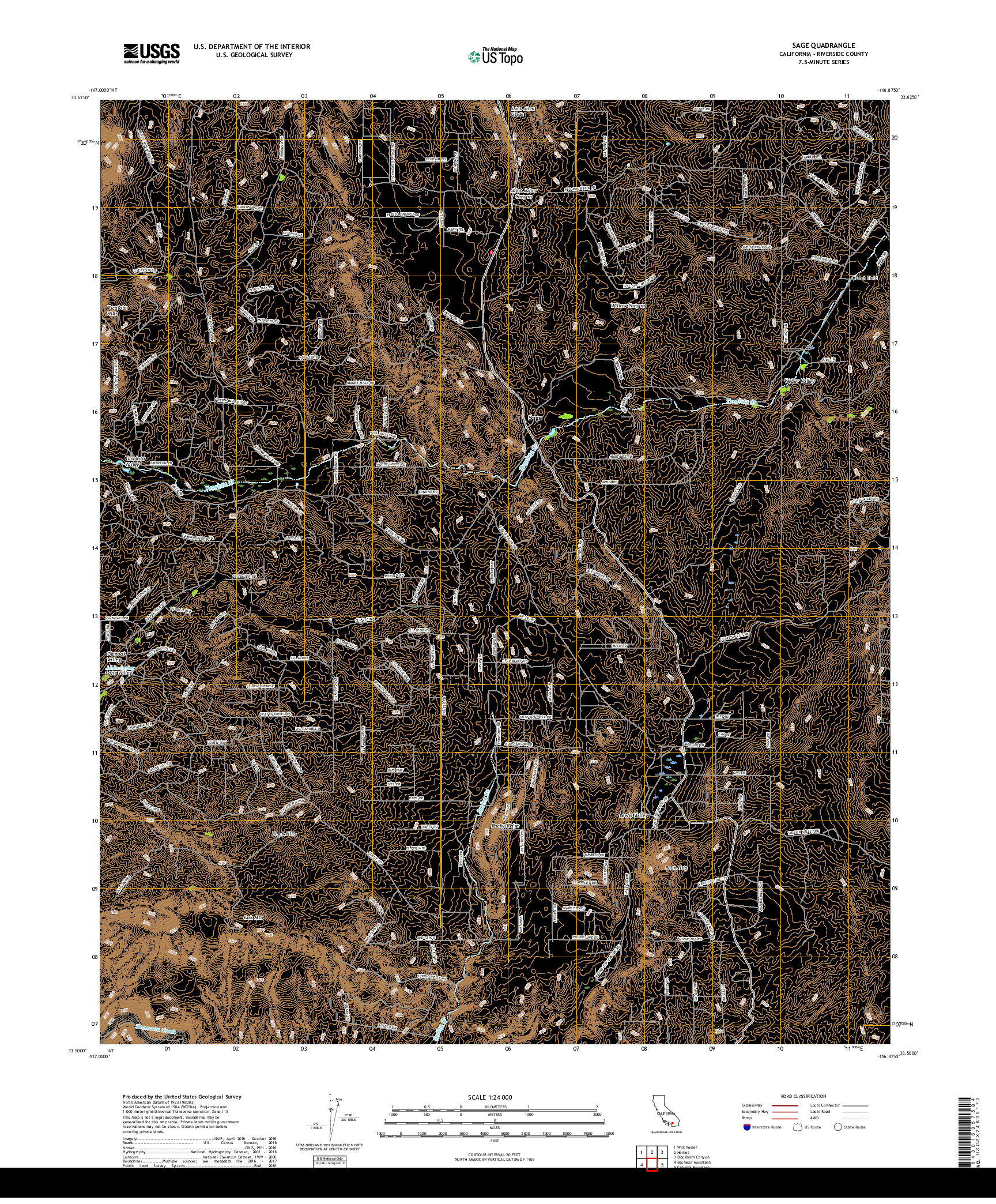 USGS US TOPO 7.5-MINUTE MAP FOR SAGE, CA 2018