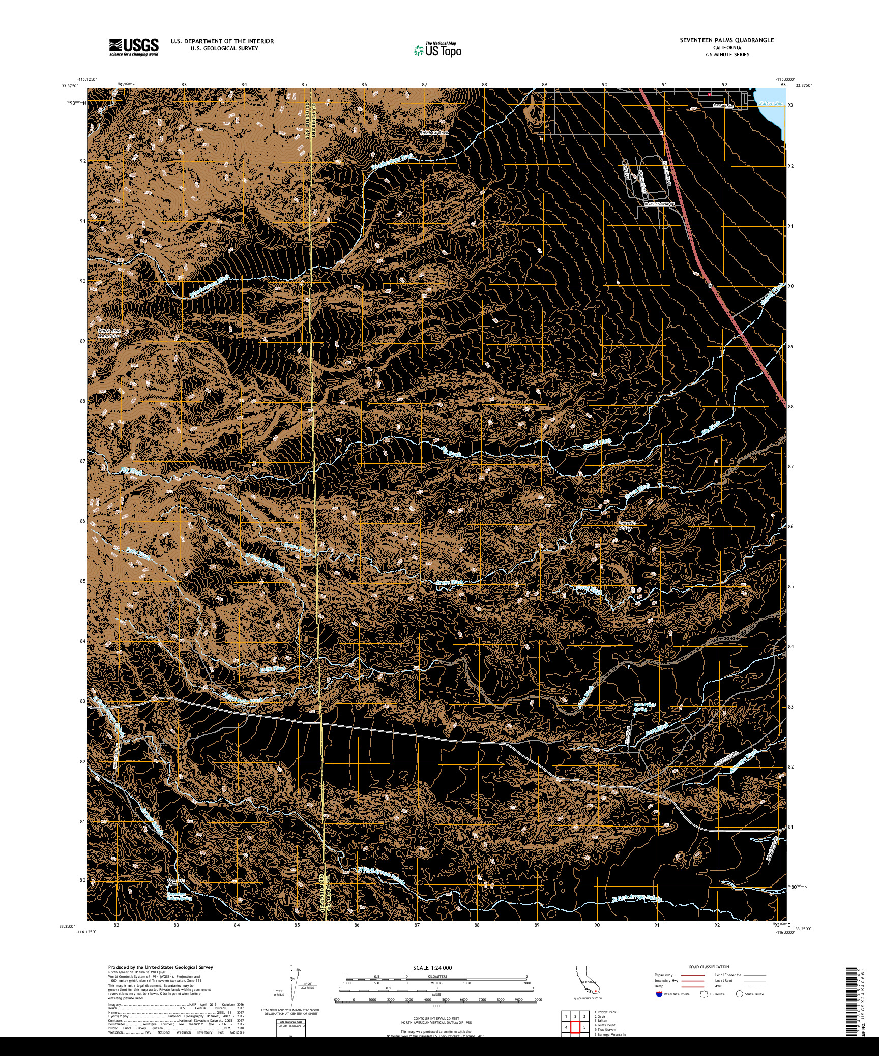 USGS US TOPO 7.5-MINUTE MAP FOR SEVENTEEN PALMS, CA 2018