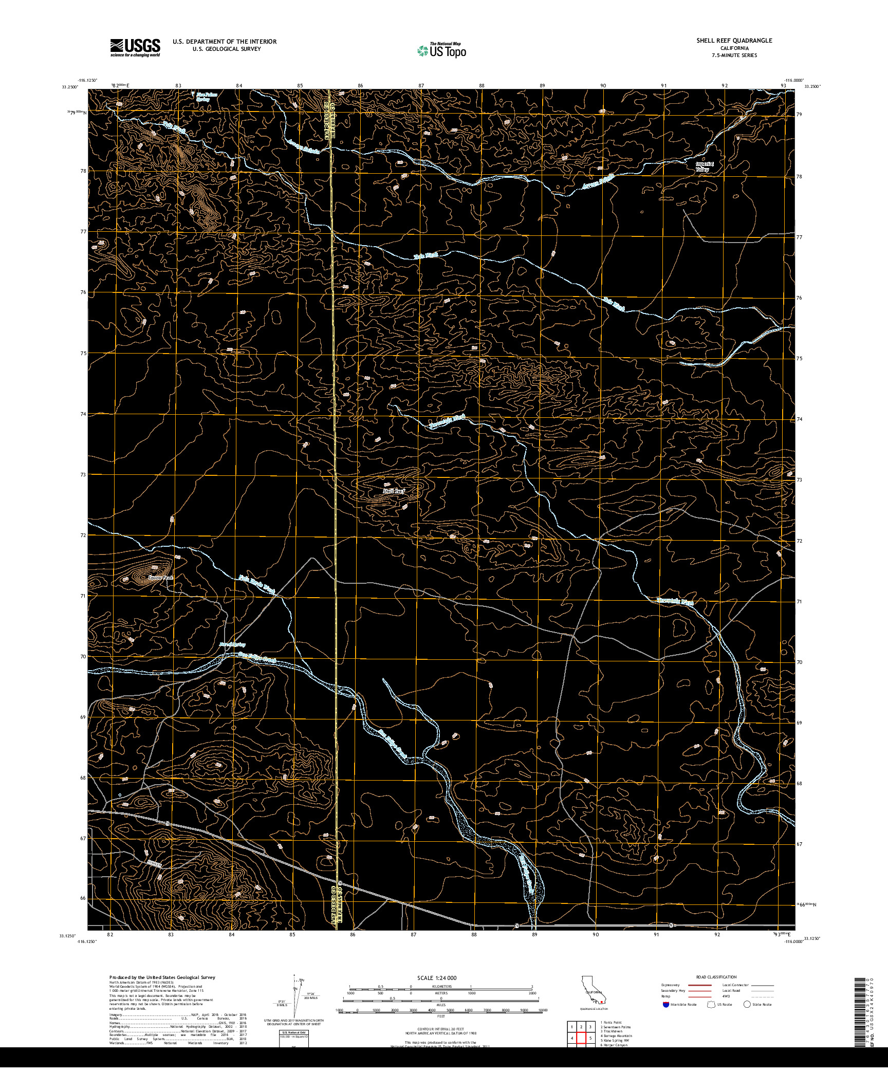 USGS US TOPO 7.5-MINUTE MAP FOR SHELL REEF, CA 2018