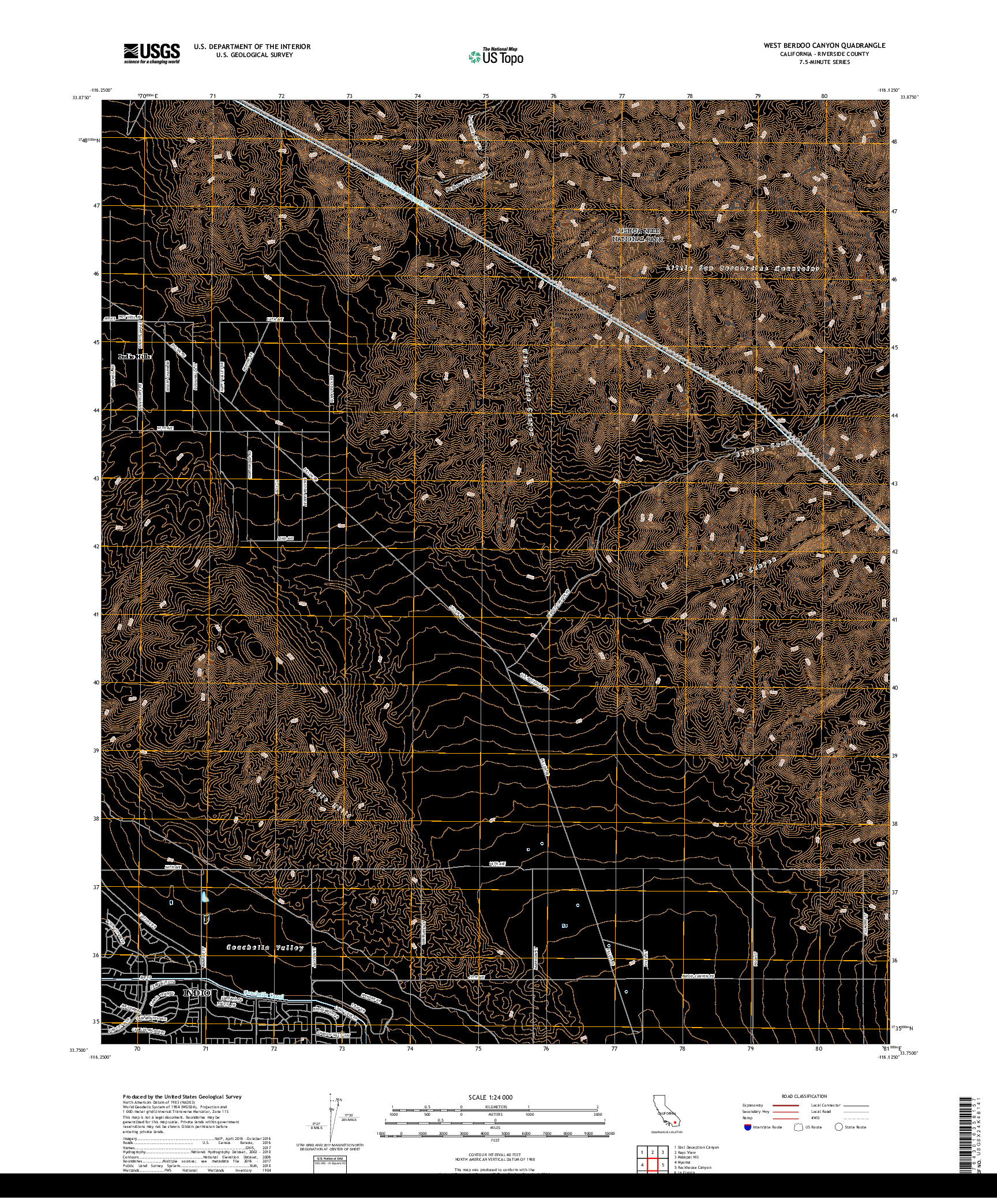 USGS US TOPO 7.5-MINUTE MAP FOR WEST BERDOO CANYON, CA 2018