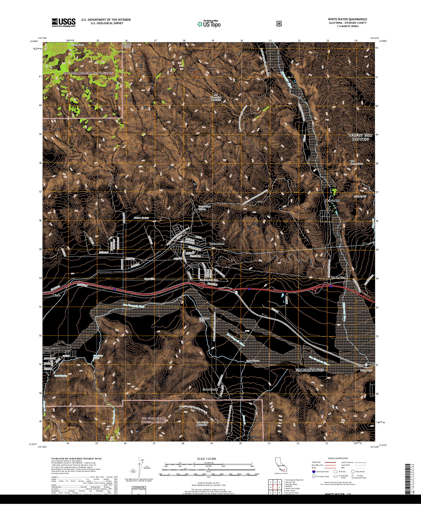 USGS US TOPO 7.5-MINUTE MAP FOR WHITE WATER, CA 2018