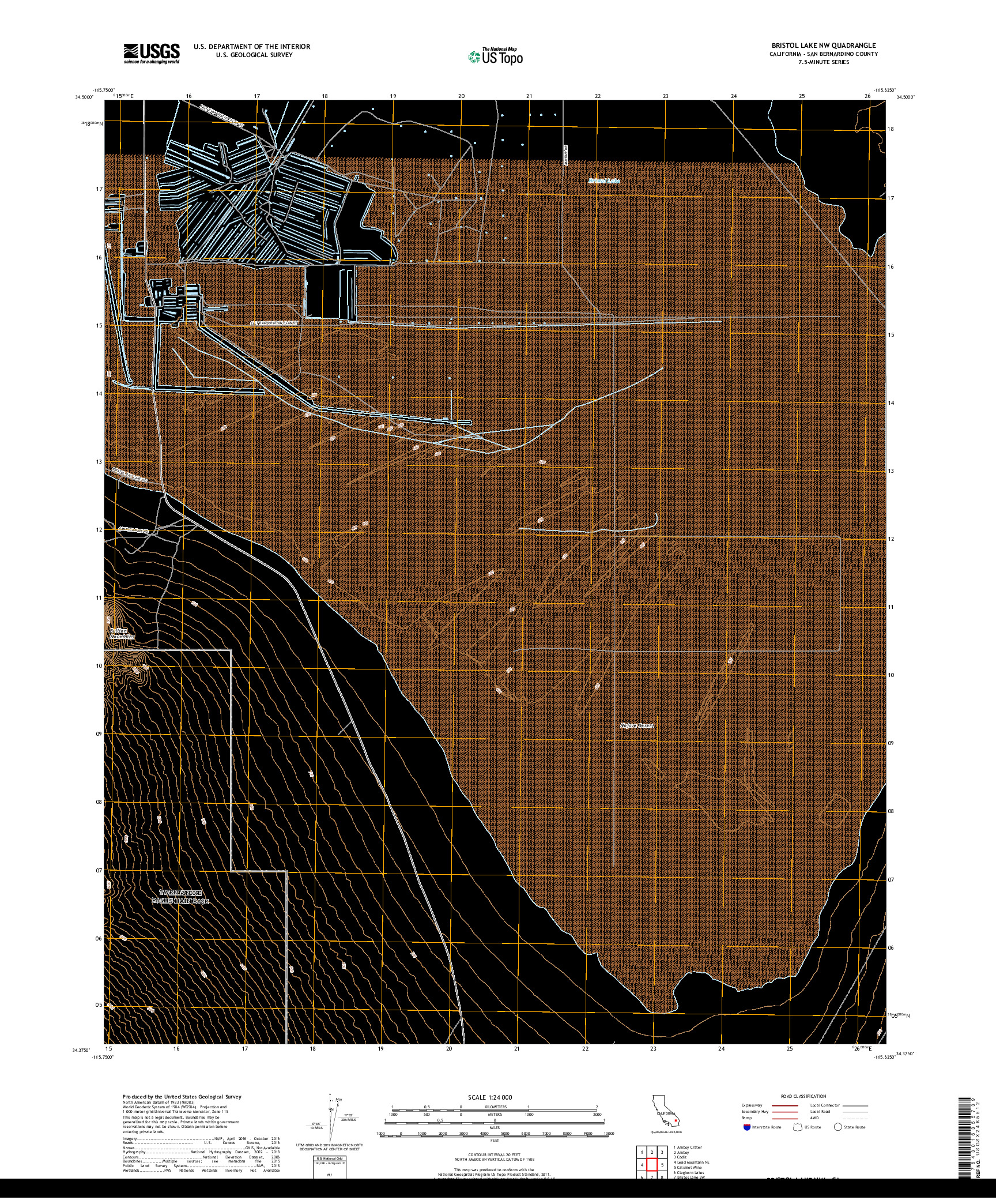 USGS US TOPO 7.5-MINUTE MAP FOR BRISTOL LAKE NW, CA 2018