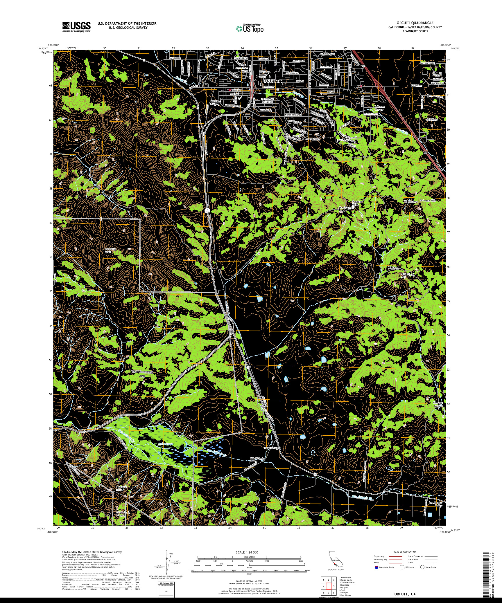 USGS US TOPO 7.5-MINUTE MAP FOR ORCUTT, CA 2018