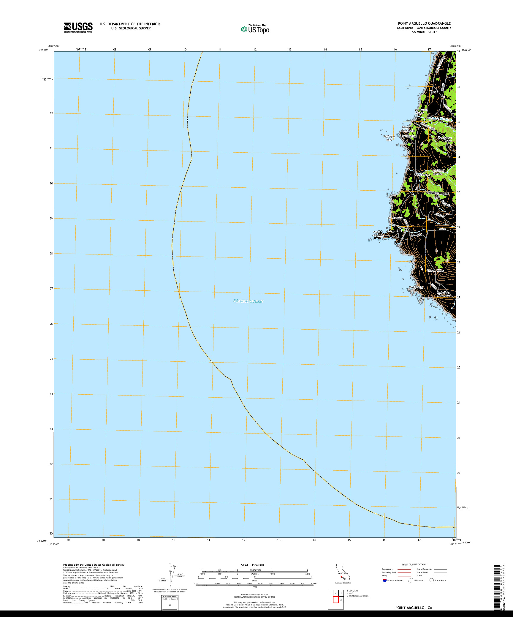 USGS US TOPO 7.5-MINUTE MAP FOR POINT ARGUELLO, CA 2018