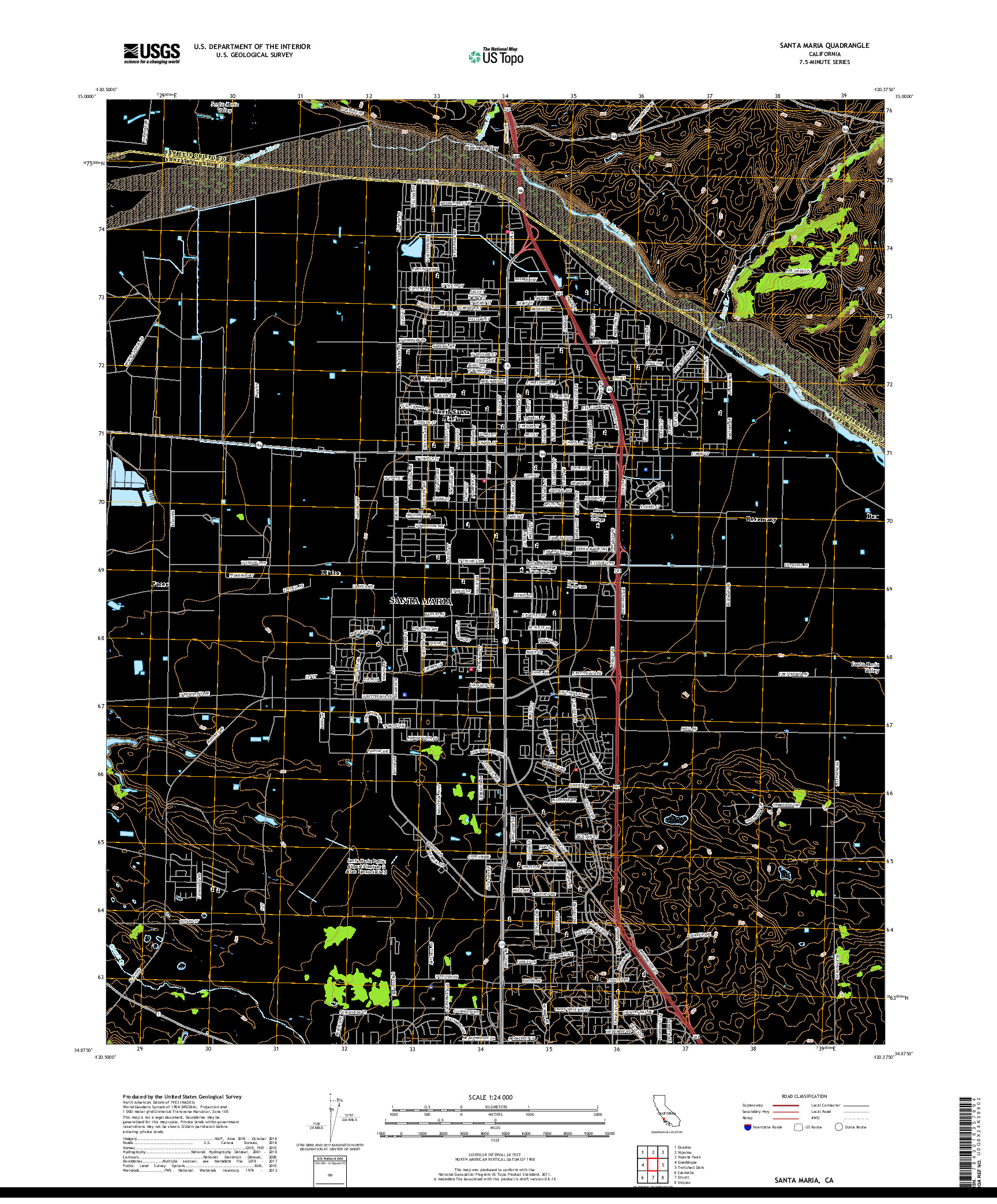 USGS US TOPO 7.5-MINUTE MAP FOR SANTA MARIA, CA 2018