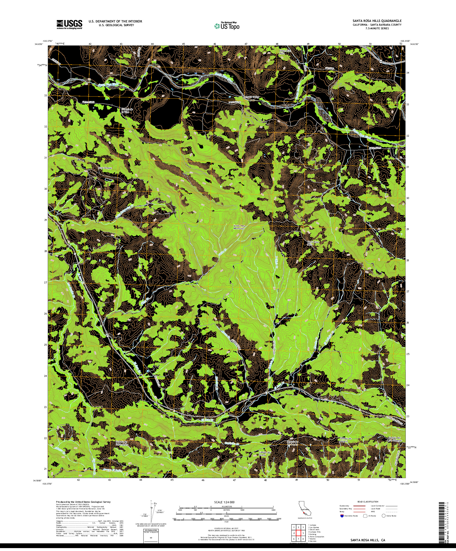 USGS US TOPO 7.5-MINUTE MAP FOR SANTA ROSA HILLS, CA 2018